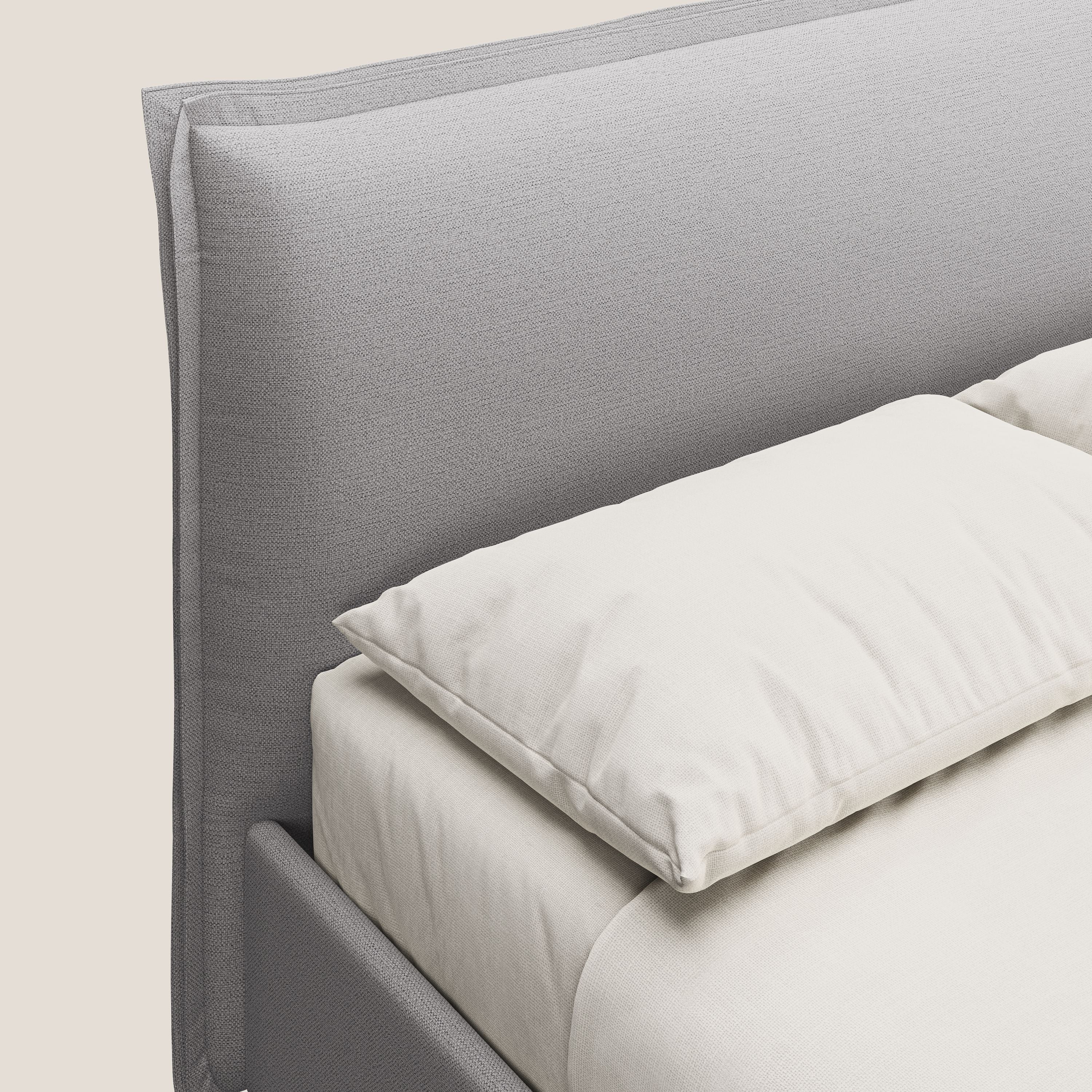 Hans lit rembourré avec coffre au style minimaliste en tissu imperméable T19 gris - Image 6