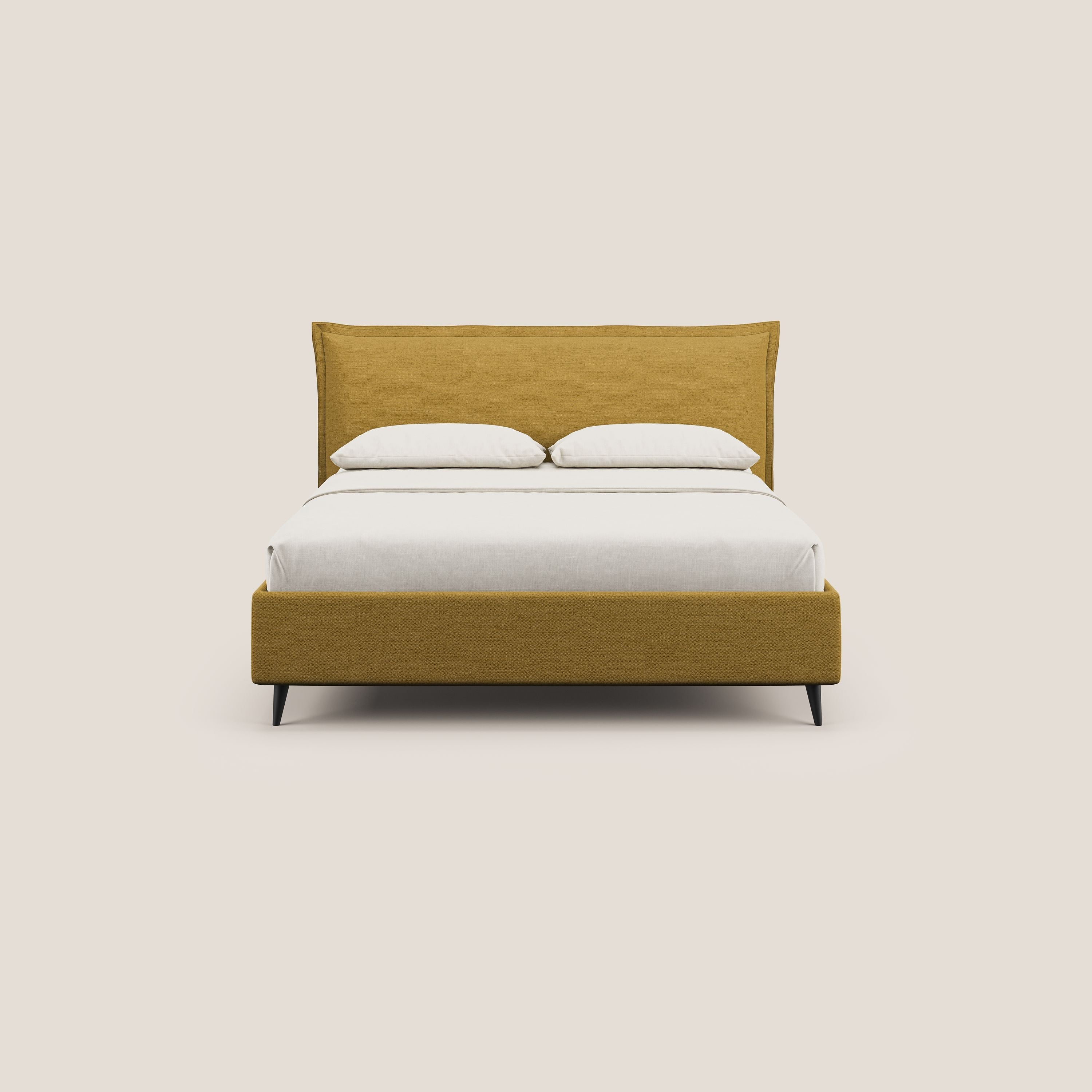 Hans lit rembourré avec coffre au style minimaliste en tissu imperméable T19 jaune - Image 3