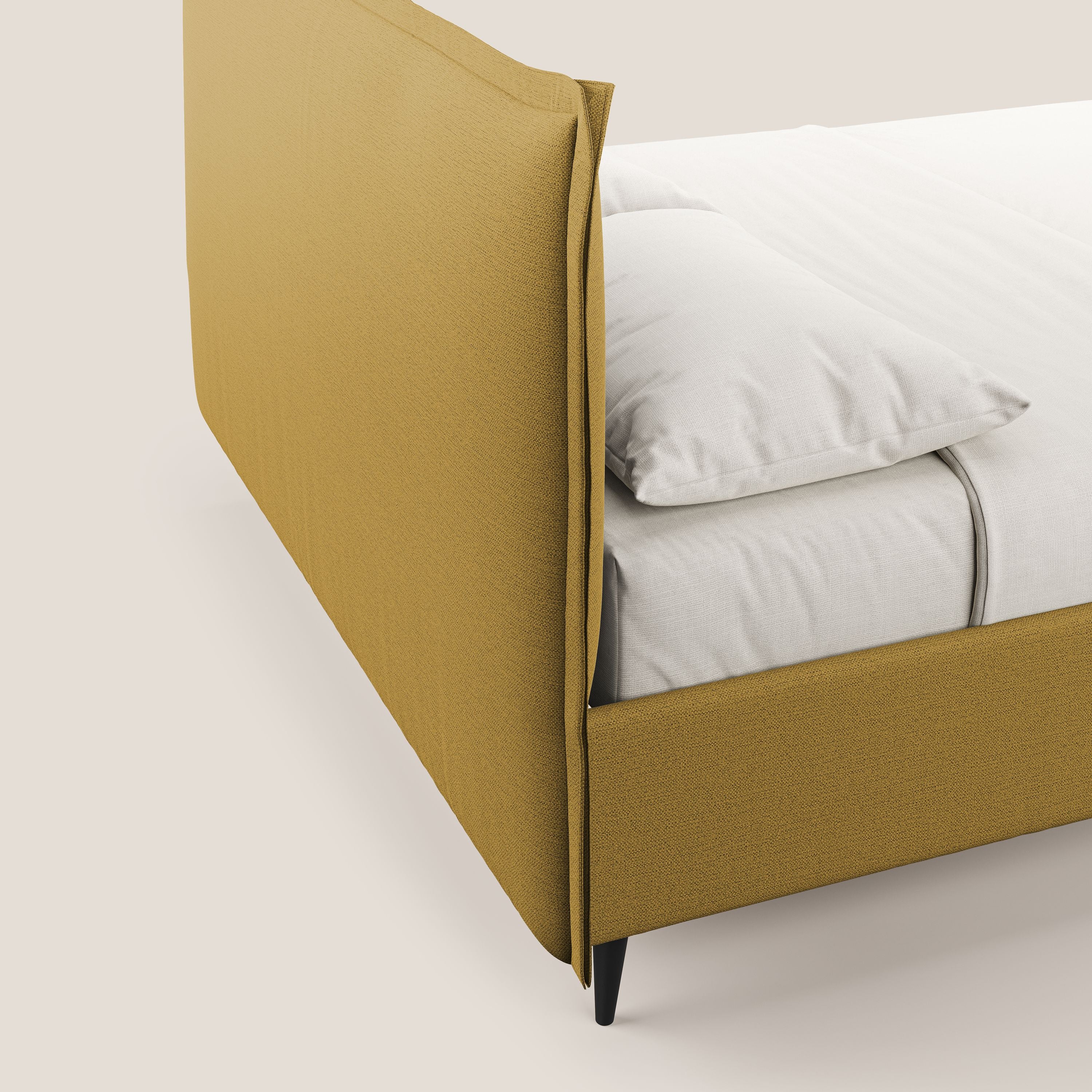 Hans lit rembourré avec coffre au style minimaliste en tissu imperméable T19 jaune - Image 7