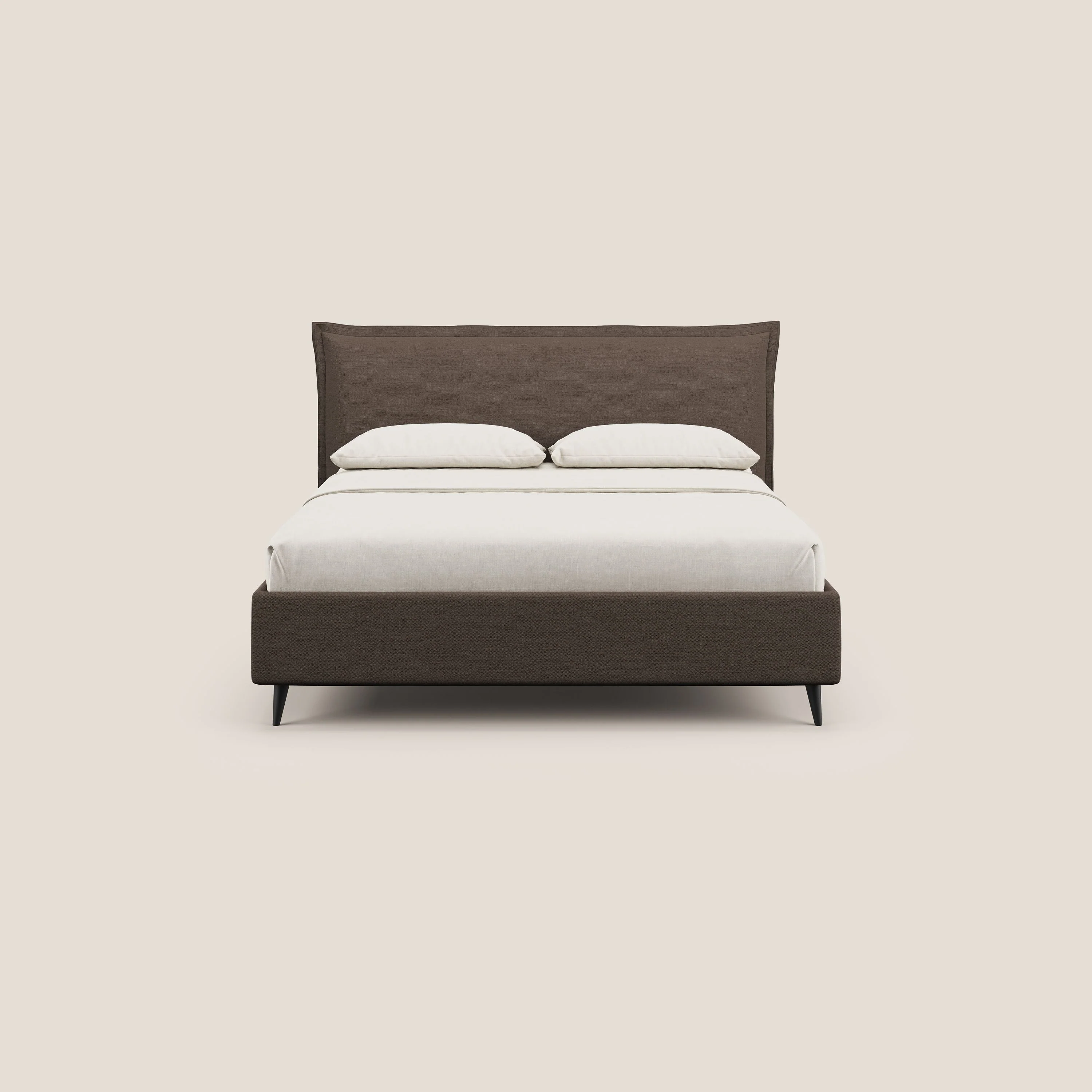 Hans lit rembourré avec coffre au style minimaliste en tissu imperméable T19 marron - Image 3