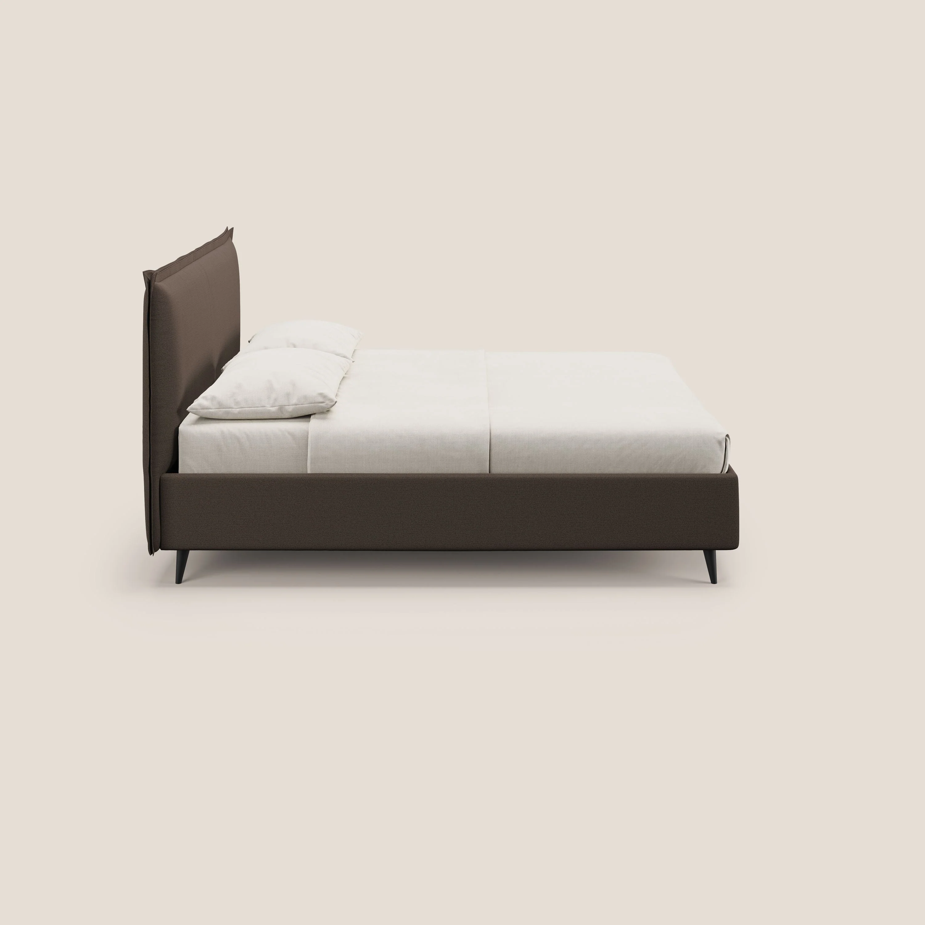 Hans lit rembourré avec coffre au style minimaliste en tissu imperméable T19 marron - Image 4