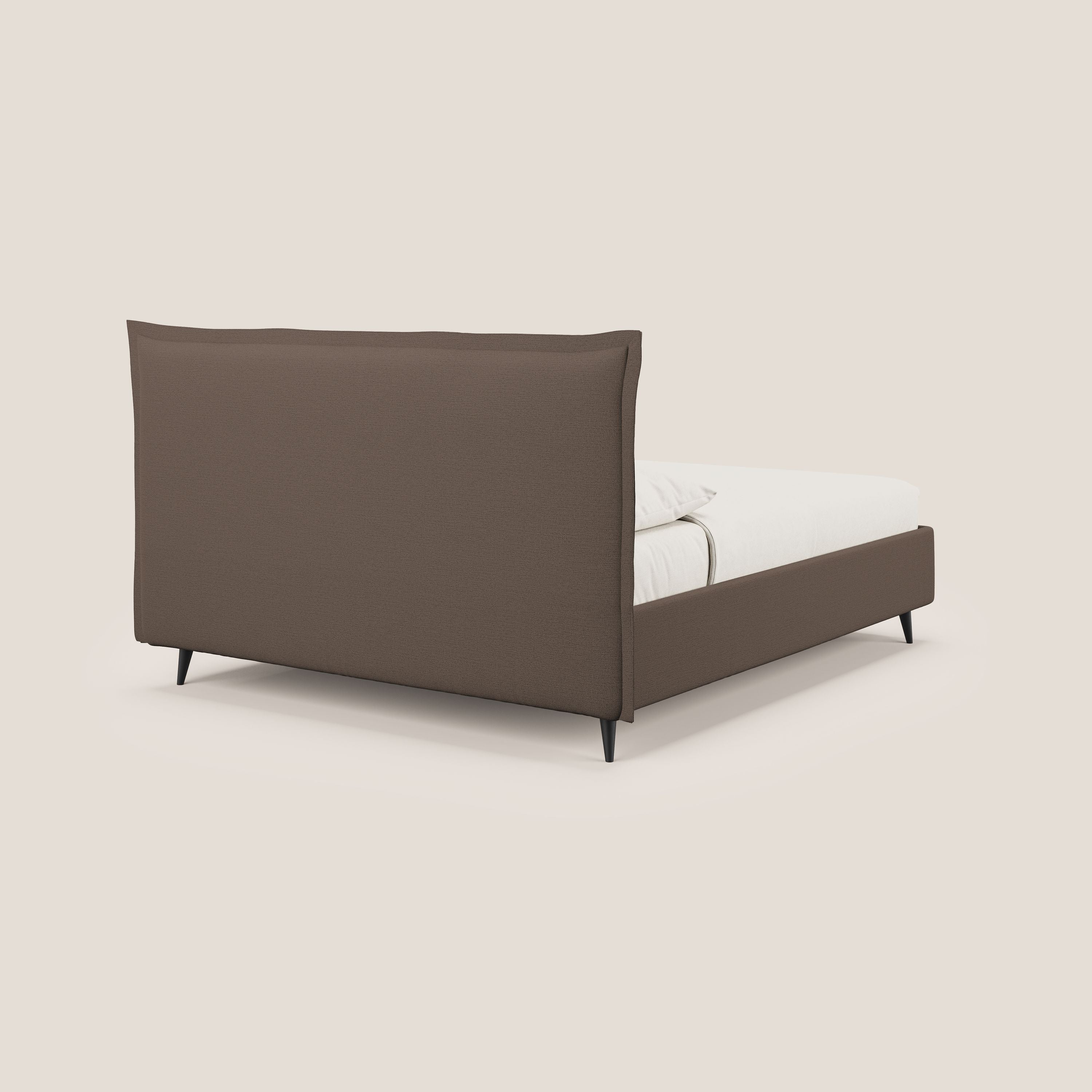 Hans lit rembourré avec coffre au style minimaliste en tissu imperméable T19 marron - Image 5