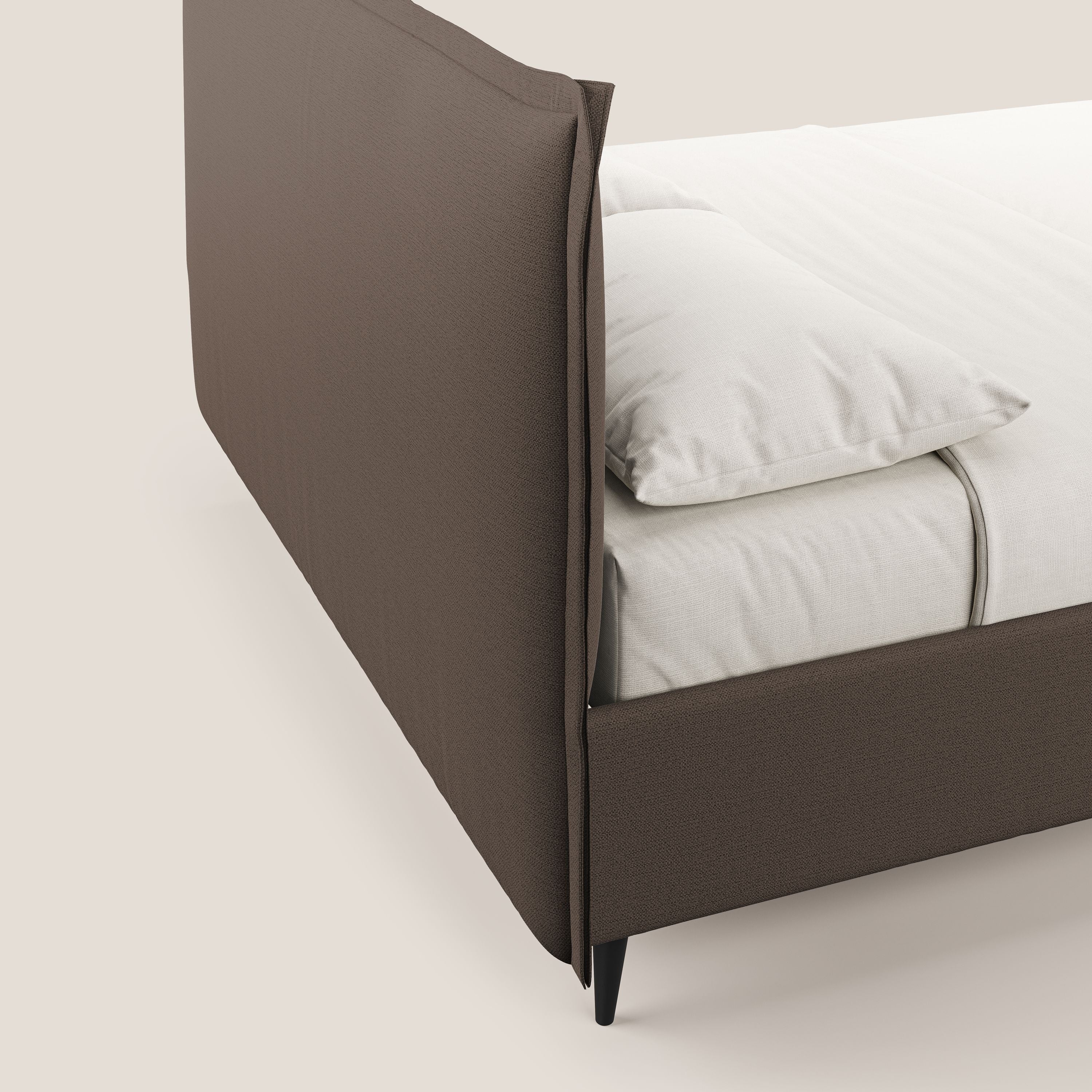 Hans lit rembourré avec coffre au style minimaliste en tissu imperméable T19 marron - Image 7