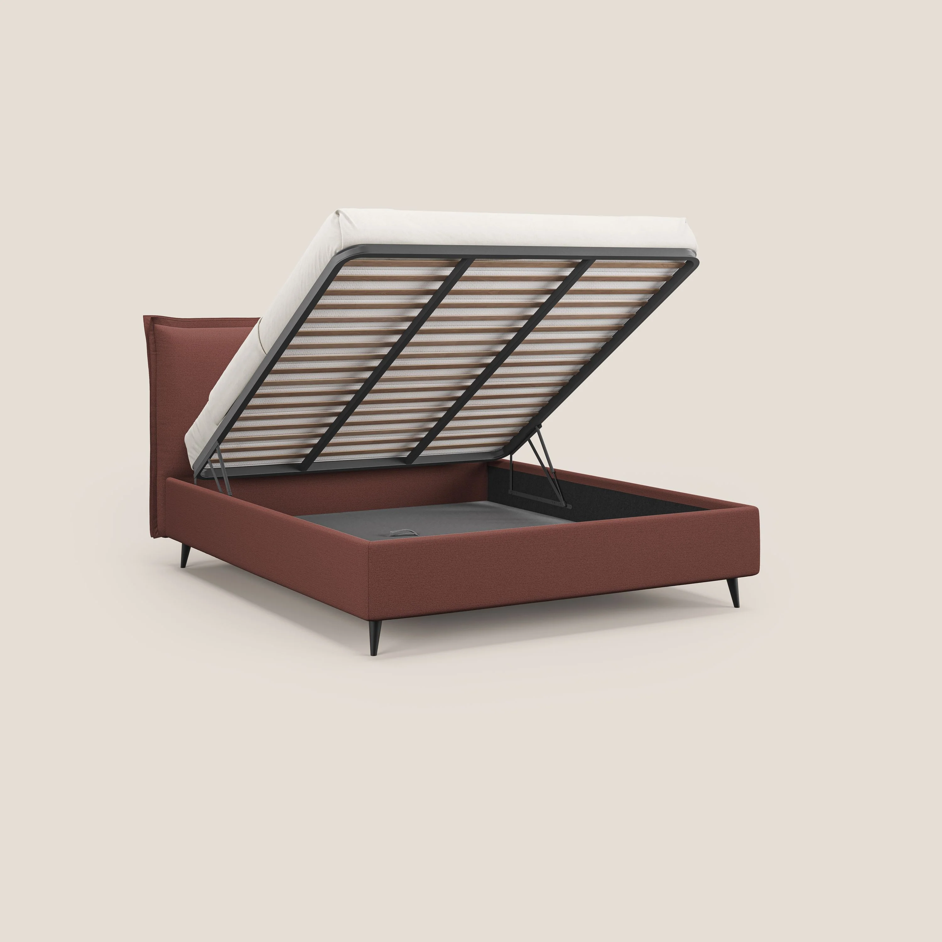 Hans lit rembourré avec coffre au style minimaliste en tissu imperméable T19 saumon - Image 7