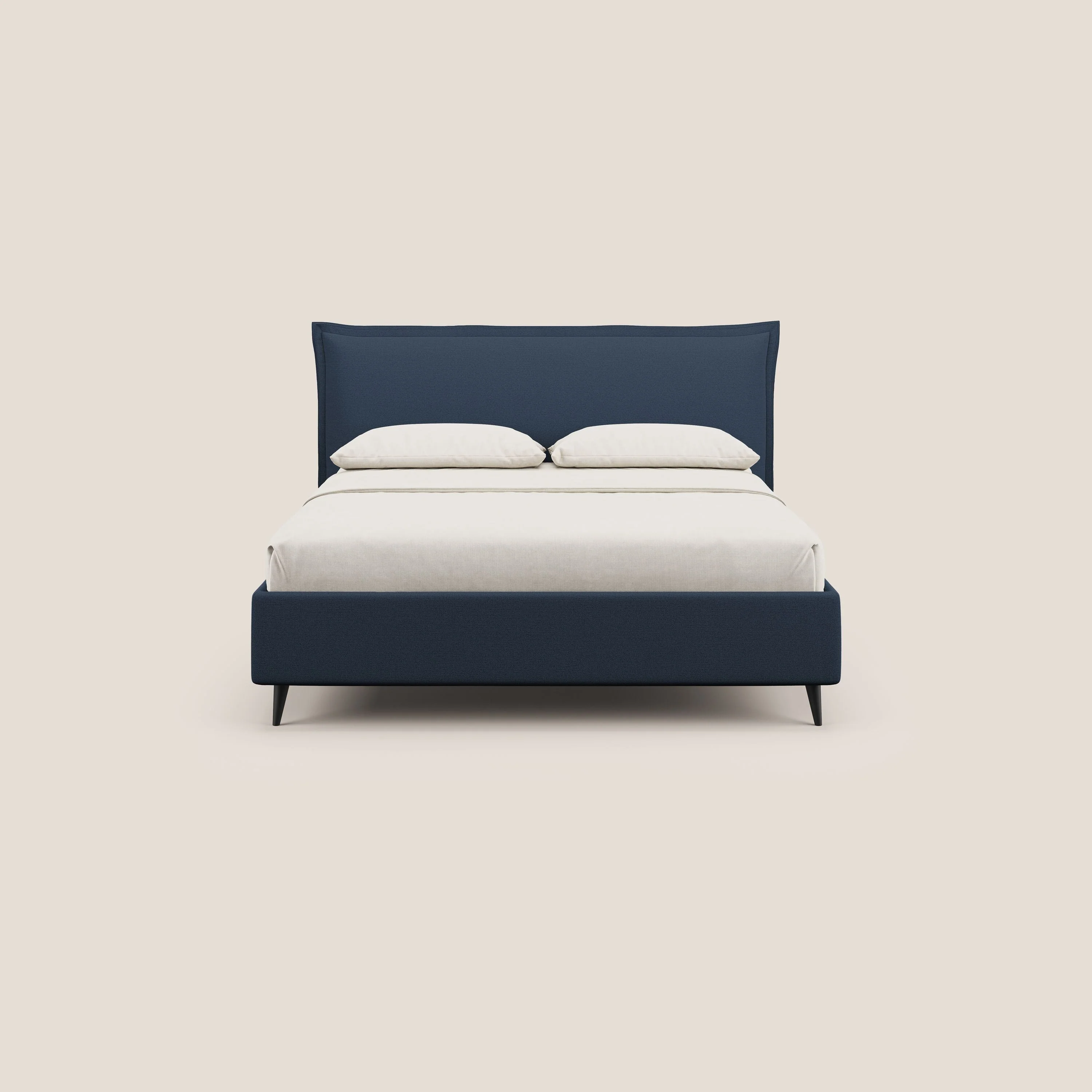 Hans lit rembourré avec coffre pour matelas 160x190 cm et SOMMIER MASTER au style minimaliste en tissu imperméable T19 bleu - Image 3