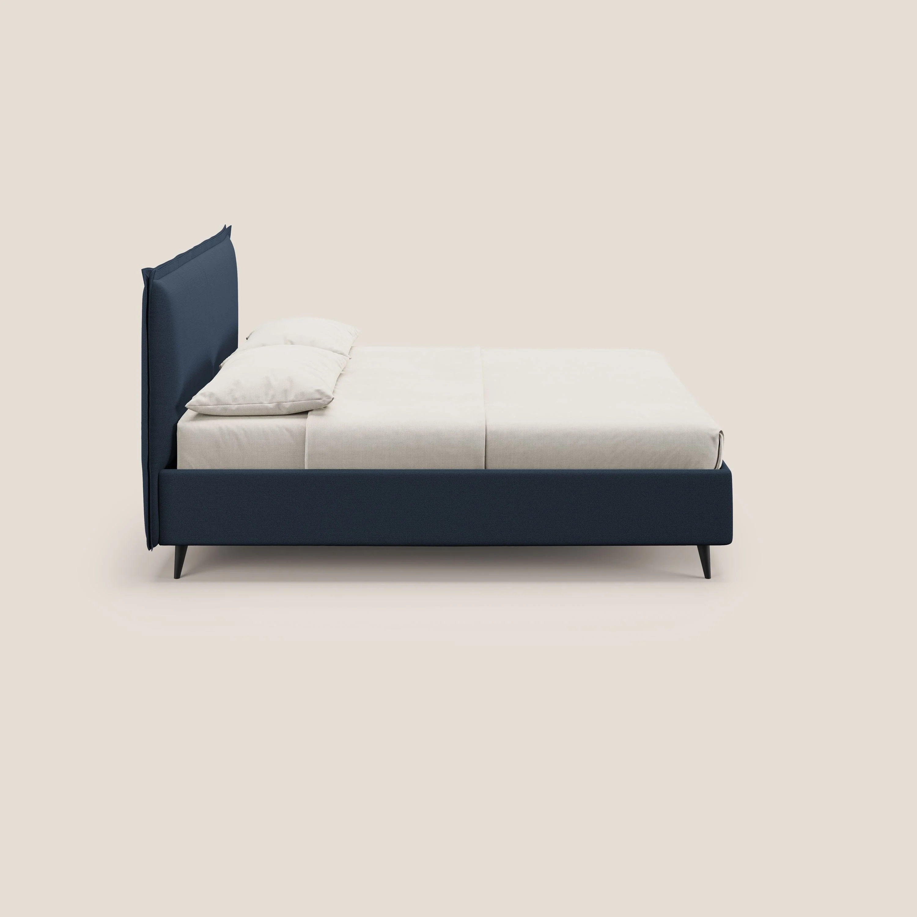 Hans lit rembourré avec coffre pour matelas 160x190 cm et SOMMIER MASTER au style minimaliste en tissu imperméable T19 bleu - Image 4