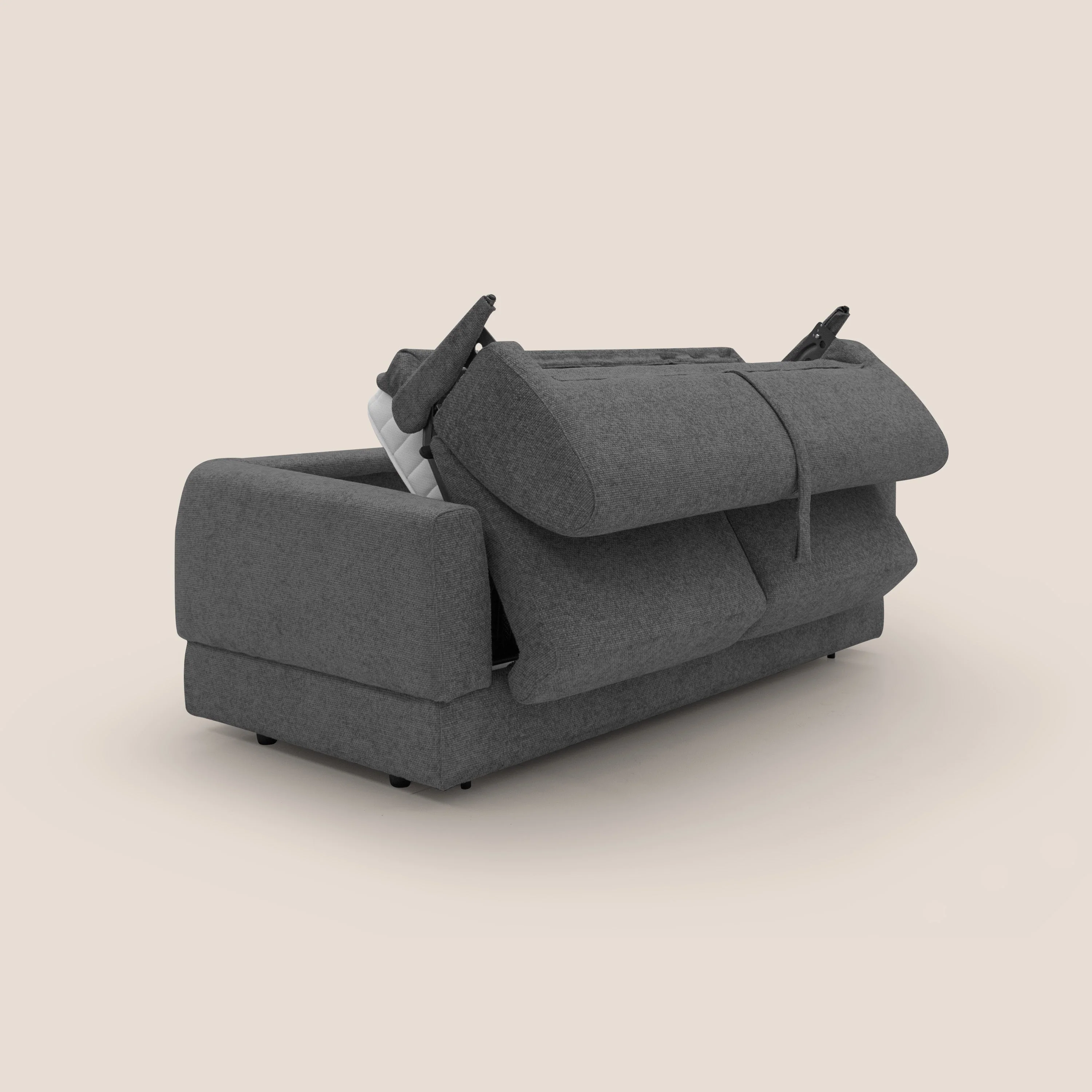 Happy Canapé convertible avec matelas H18 cm en tissu imperméable T10 anthracite - Image 3