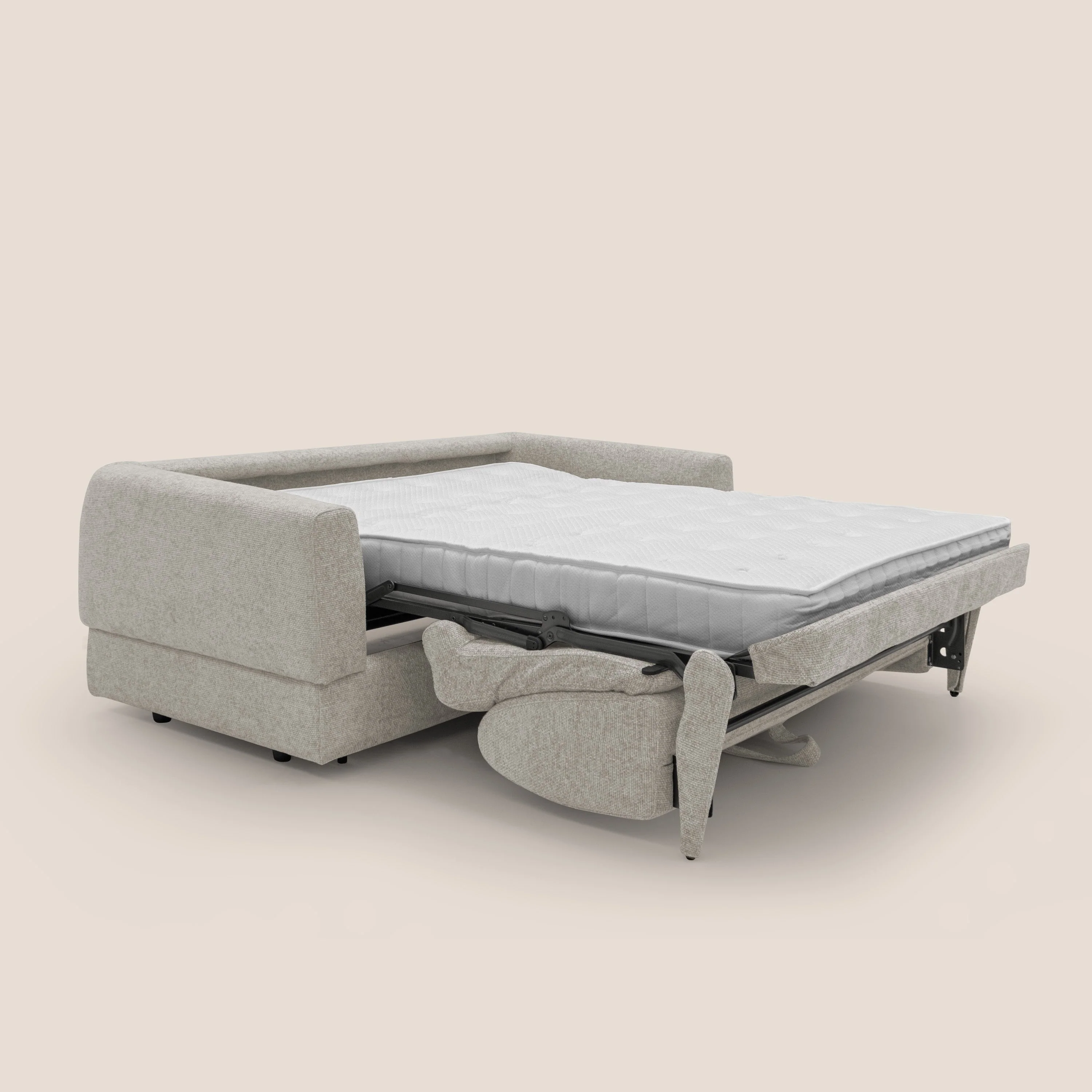 Happy Canapé convertible avec matelas H18 cm en tissu imperméable T10 crème - Image 2