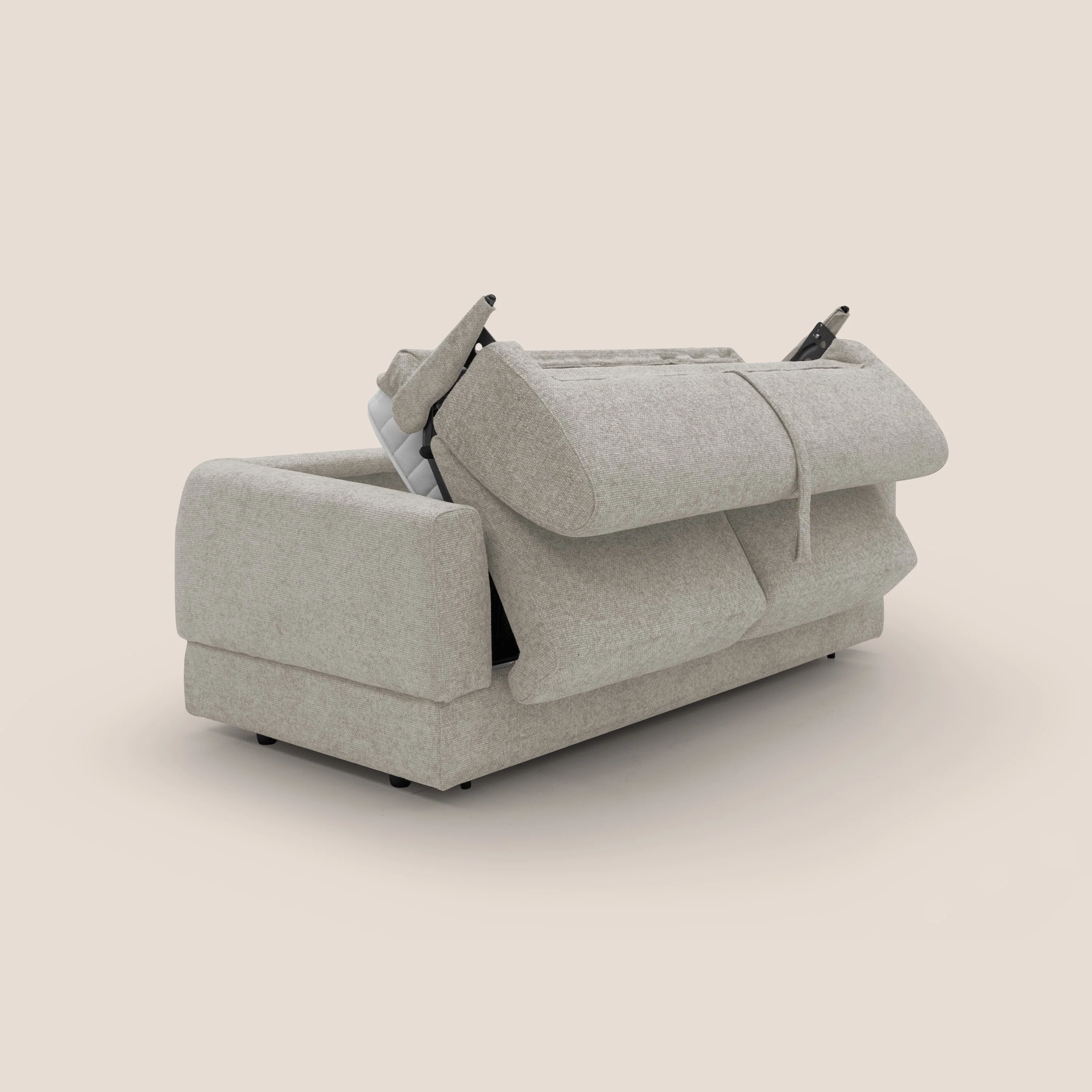 Happy Canapé convertible avec matelas H18 cm en tissu imperméable T10 crème - Image 3