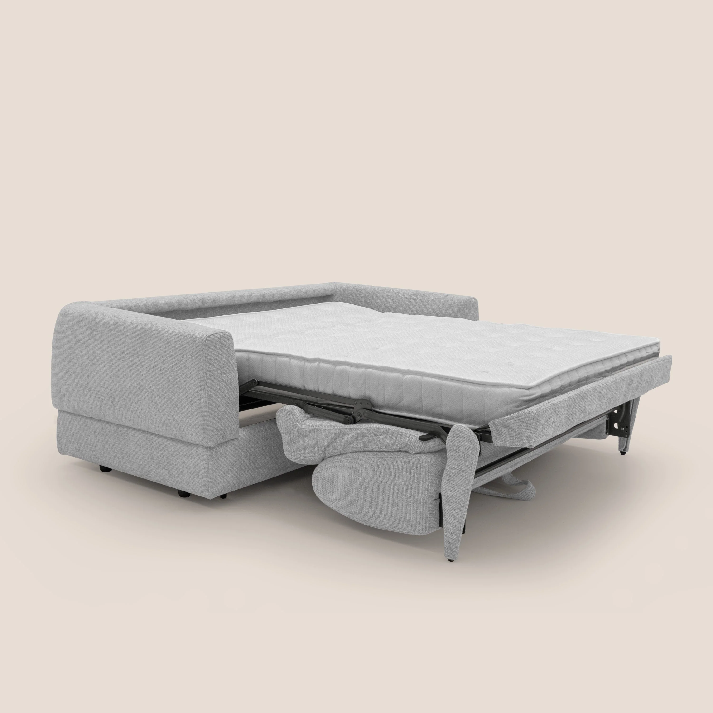Happy Canapé convertible avec matelas H18 cm en tissu imperméable T10 gris clair - Image 2