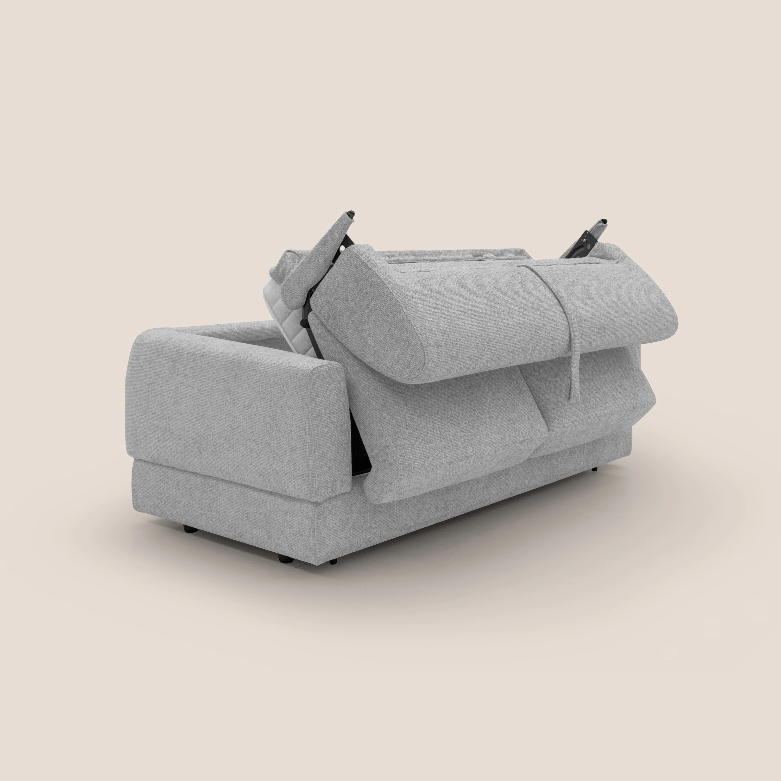Happy Canapé convertible avec matelas H18 cm en tissu imperméable T10 gris clair - Image 3