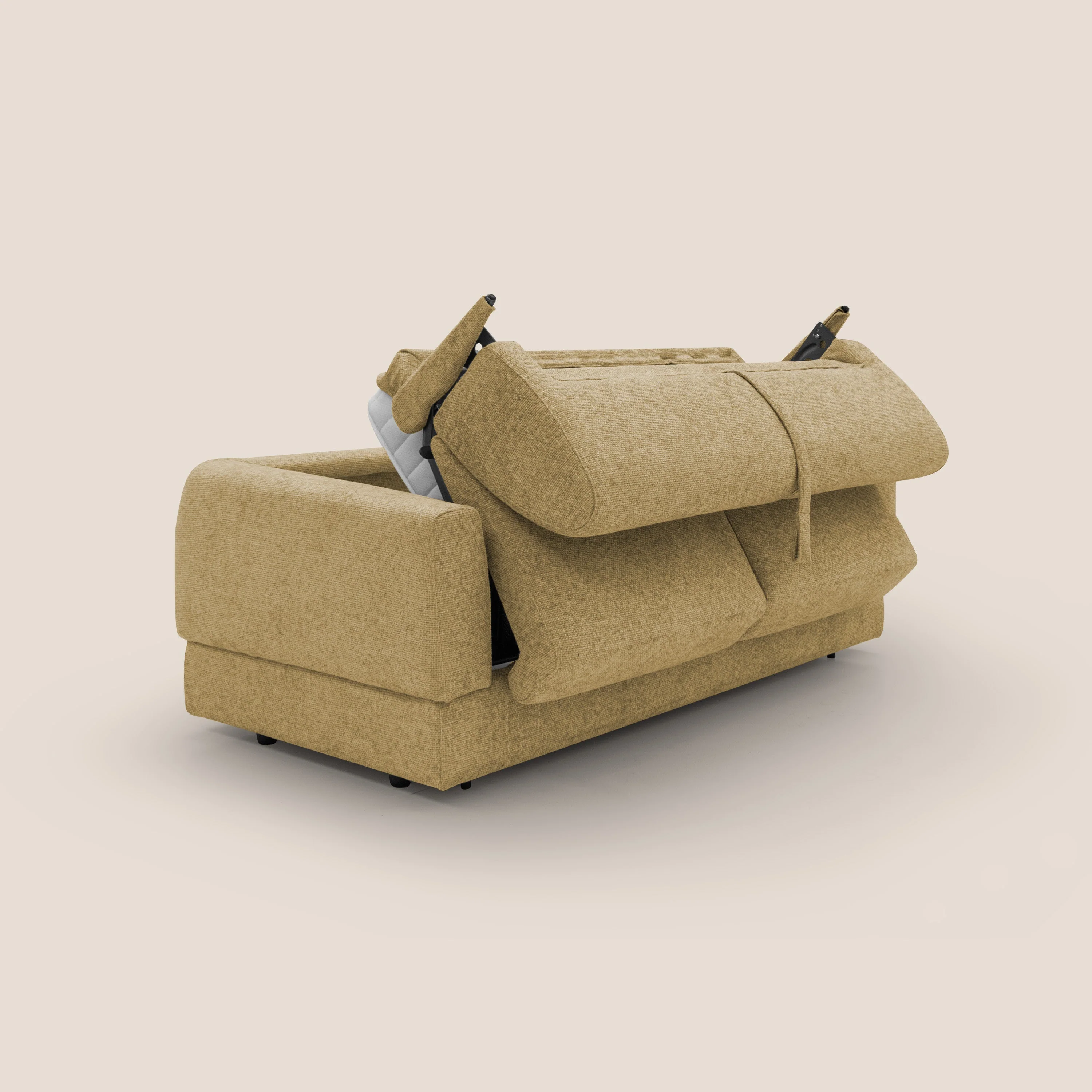 Happy Canapé convertible avec matelas H18 cm en tissu imperméable T10 jaune - Image 3