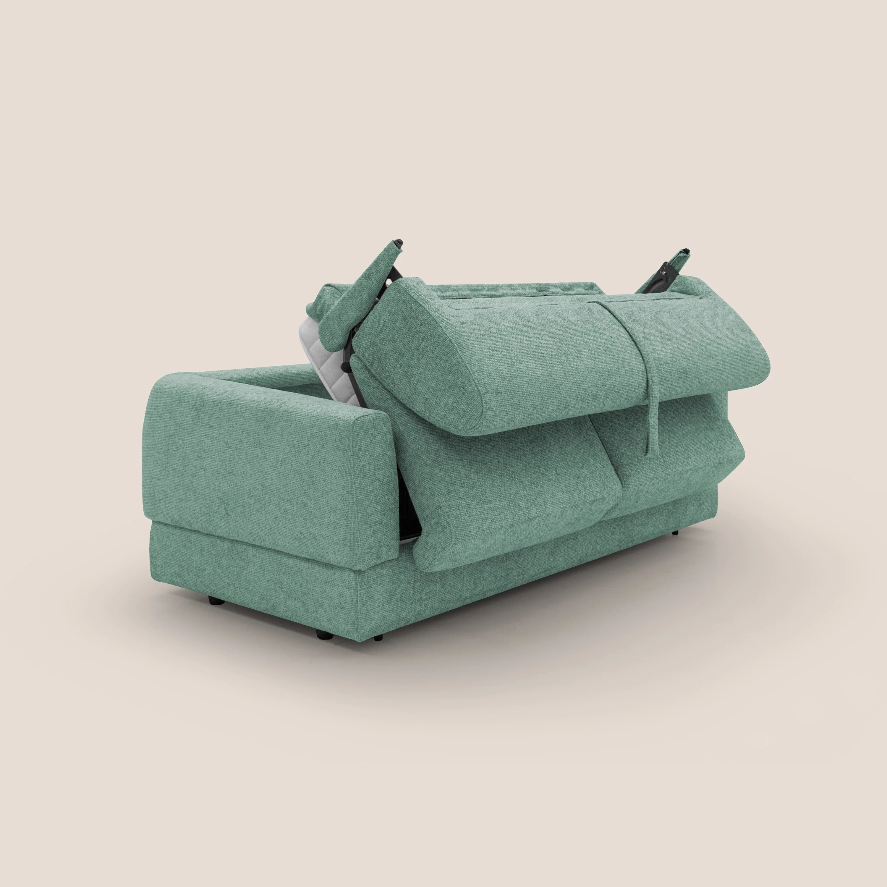 Happy Canapé convertible avec matelas H18 cm en tissu imperméable T10 sauge - Image 5