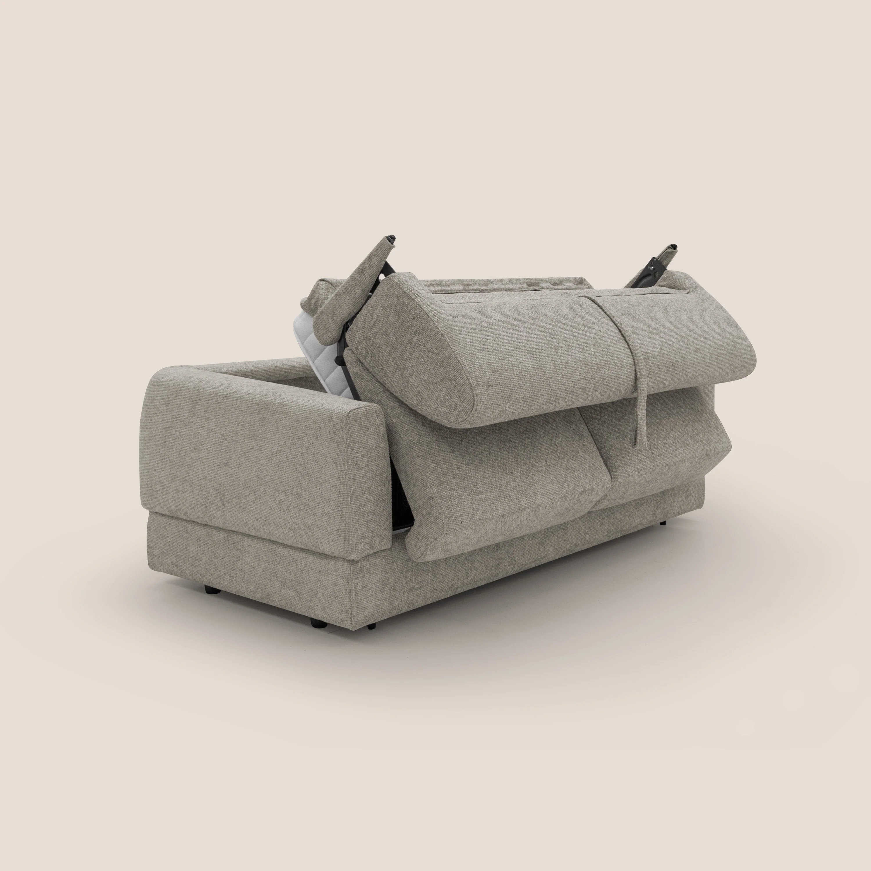 Happy Canapé convertible avec matelas H18 cm en tissu imperméable T10 Taupe tortora - Image 3