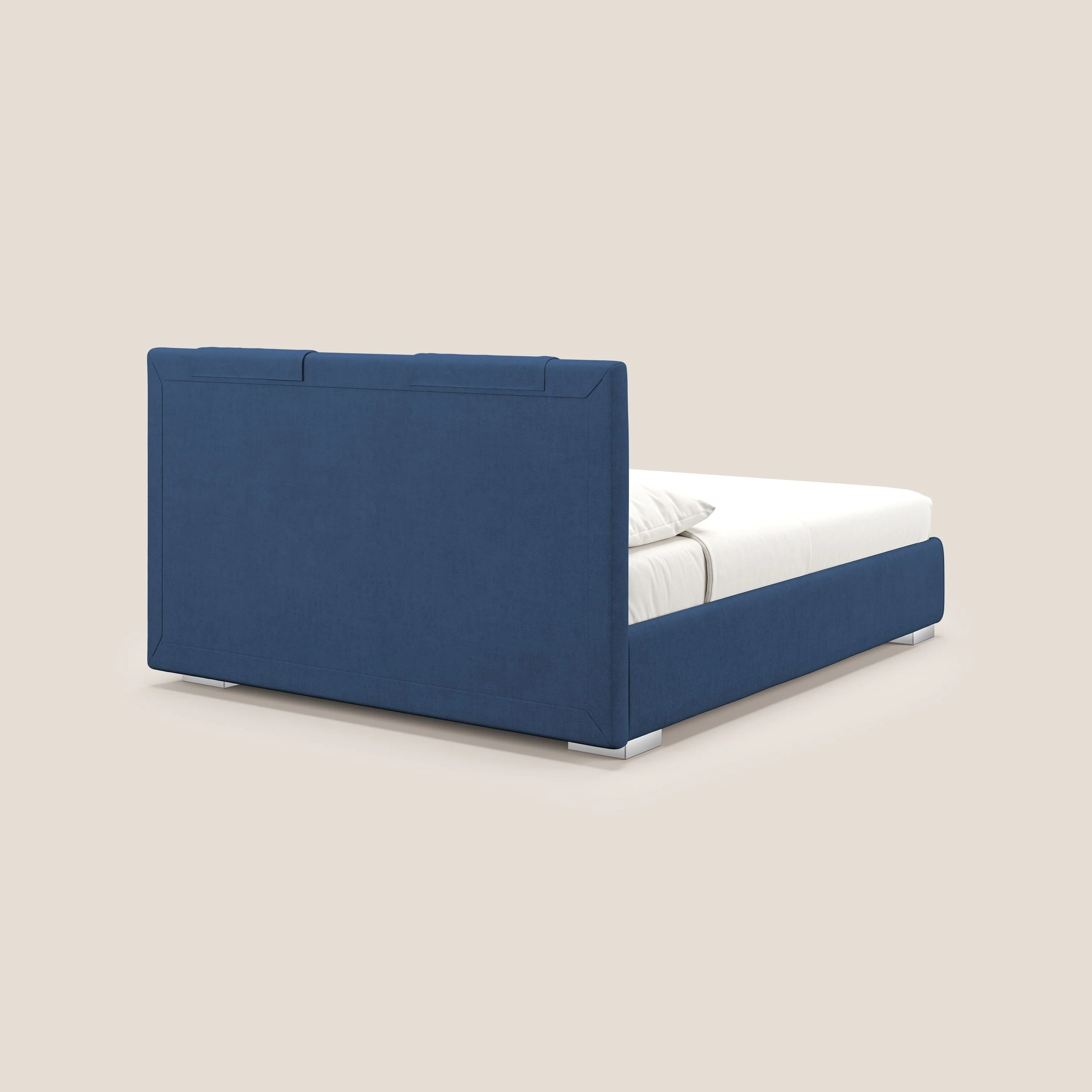 Horus lit rembourré avec coffre et prise USB sur la tête de lit en tissu imperméable T02 bleu - Image 6
