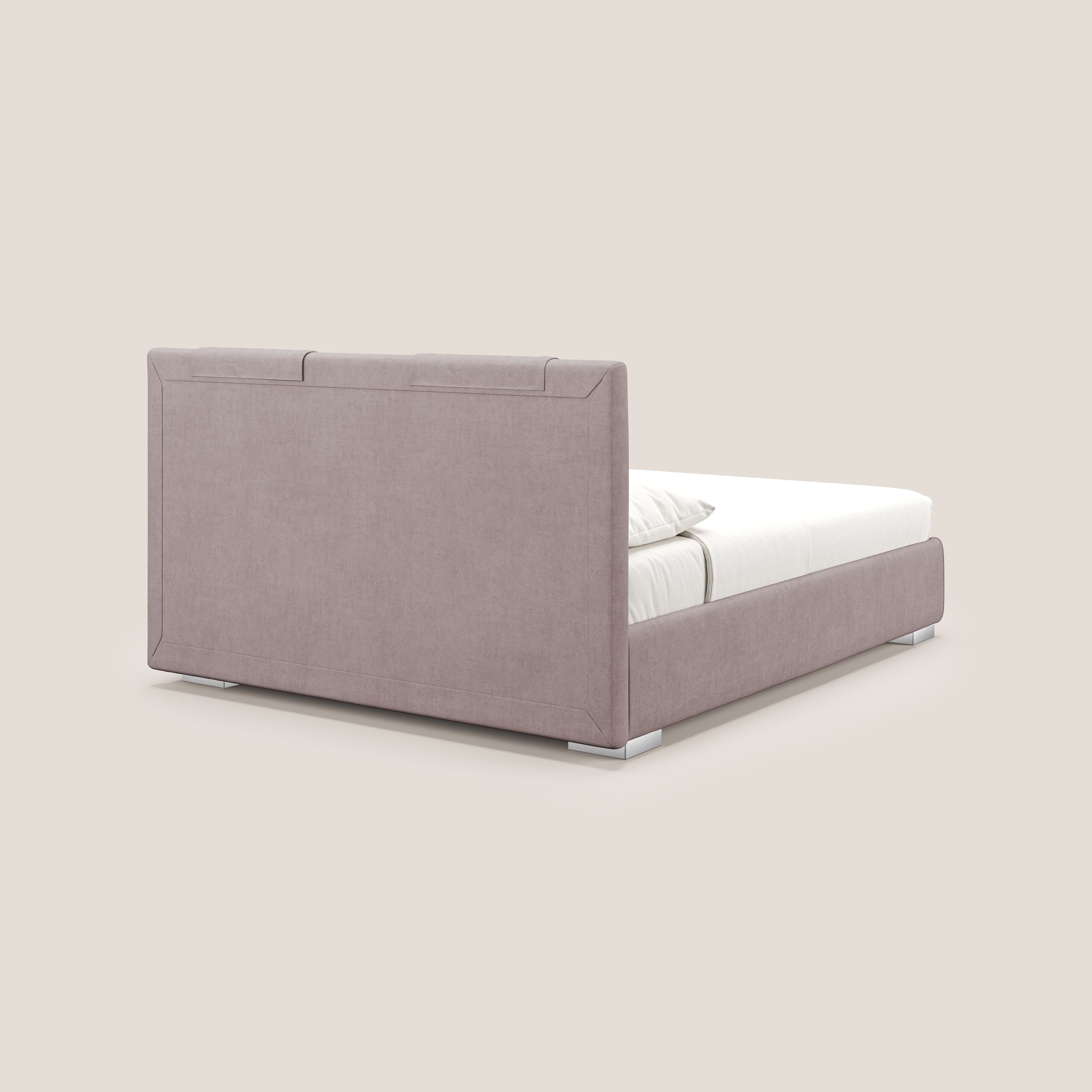 Horus lit rembourré avec coffre et prise USB sur la tête de lit en tissu imperméable T02 rose - Image 6