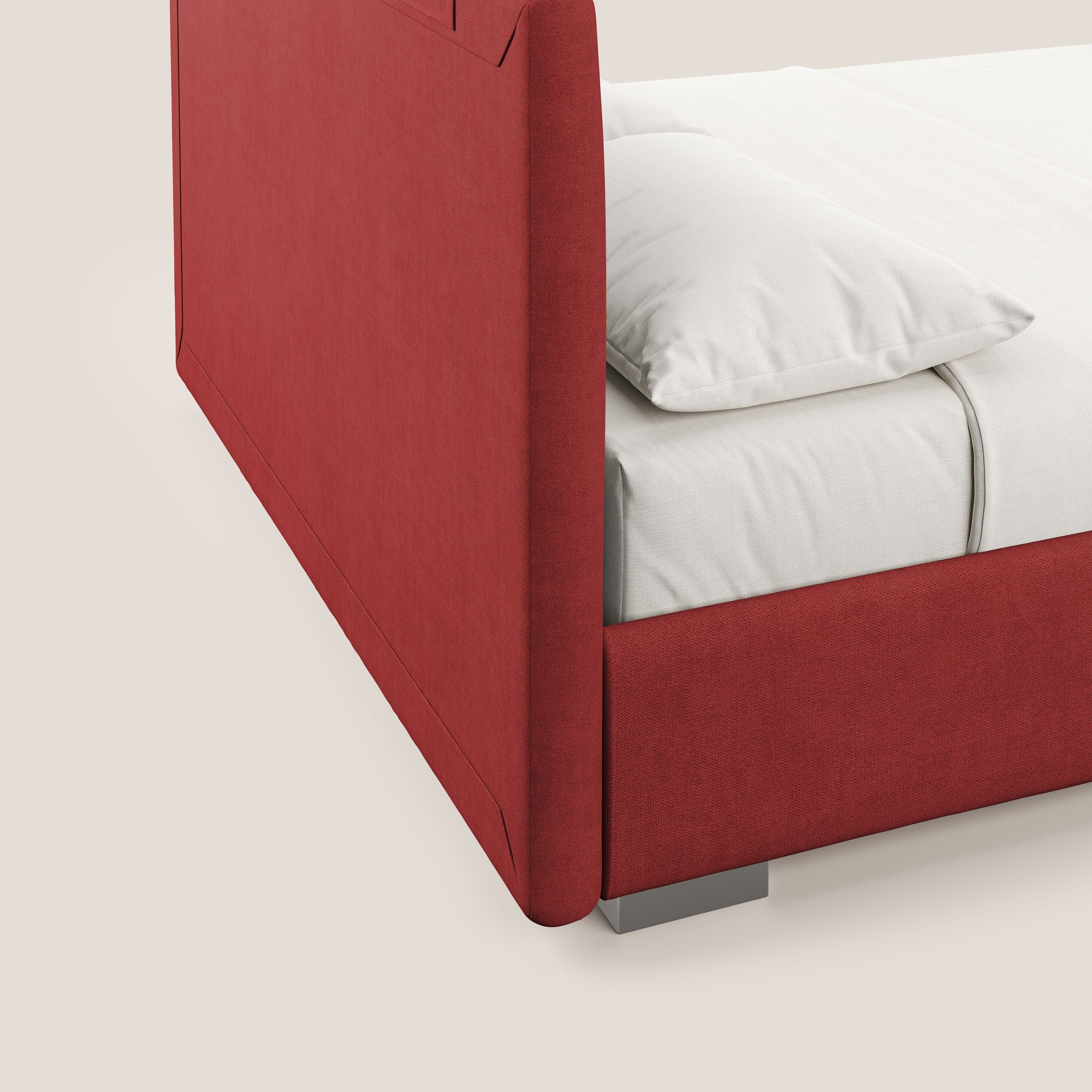 Horus lit rembourré avec coffre et prise USB sur la tête de lit en tissu imperméable T02 rouge - Image 4