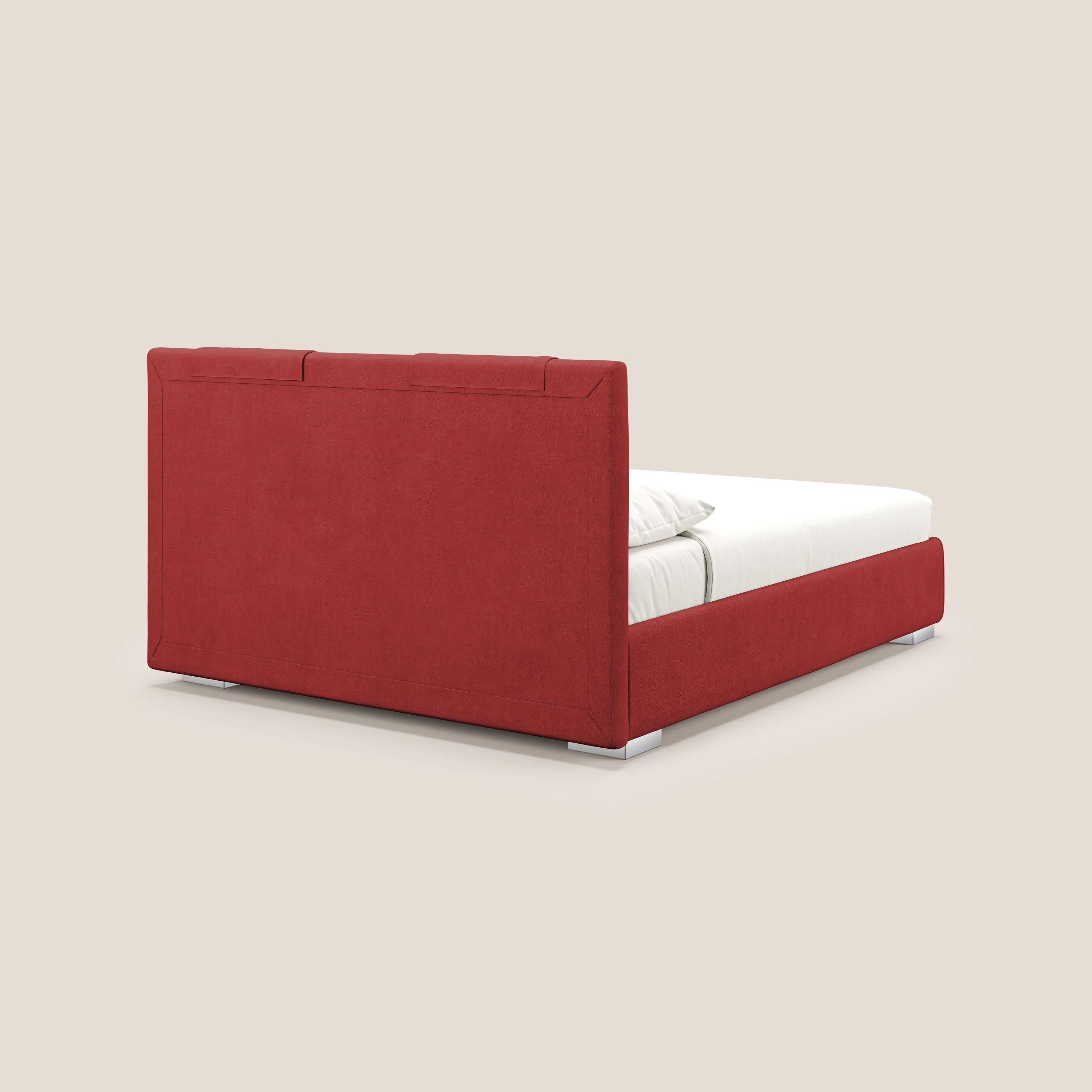 Horus lit rembourré avec coffre et prise USB sur la tête de lit en tissu imperméable T02 rouge - Image 6