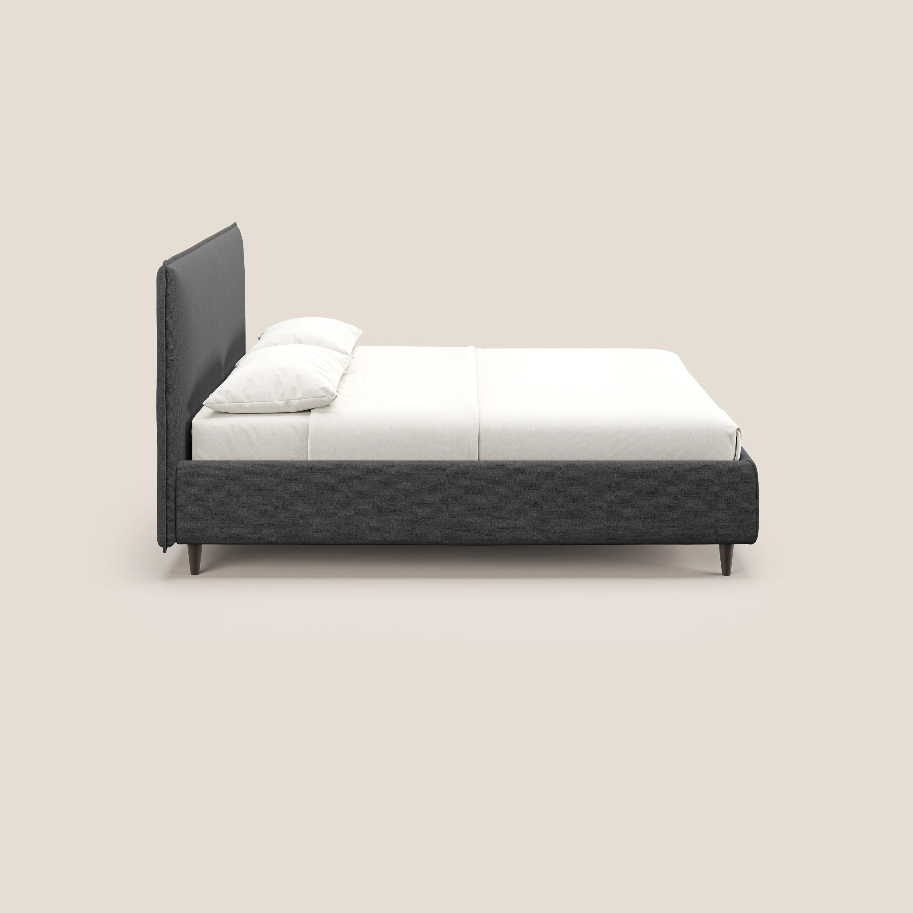 Hunter lit rembourré avec coffre déhoussable en tissu imperméable flammé T19 anthracite - Image 4