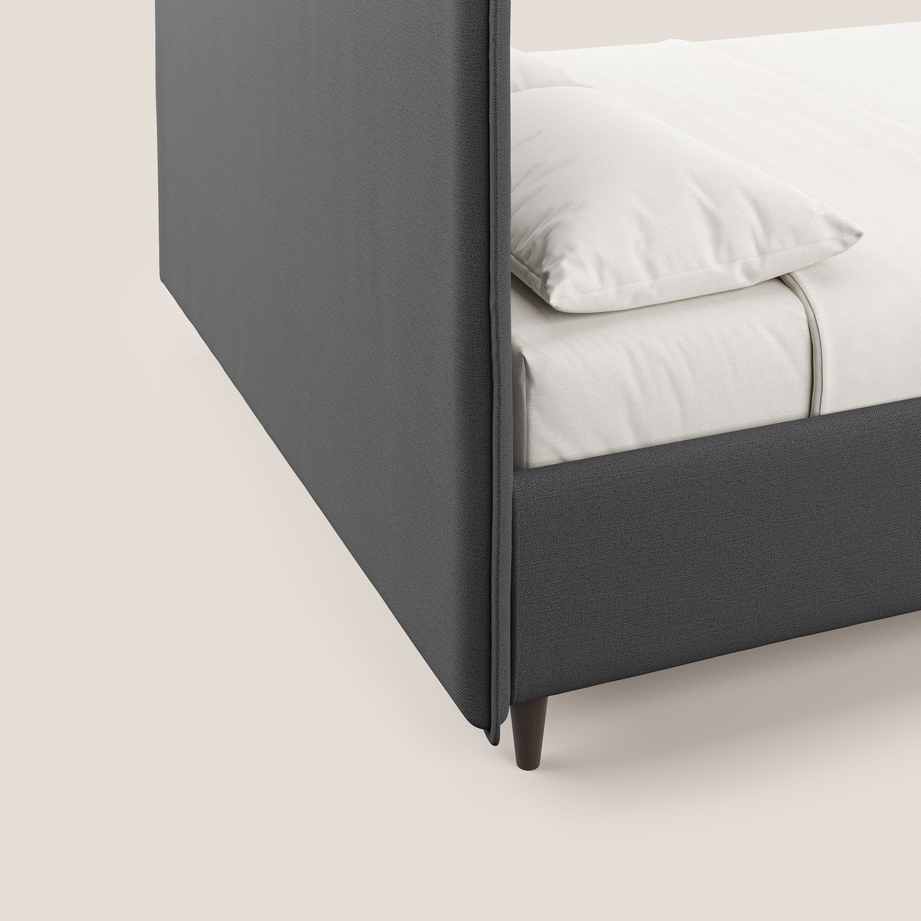 Hunter lit rembourré avec coffre déhoussable en tissu imperméable flammé T19 anthracite - Image 7