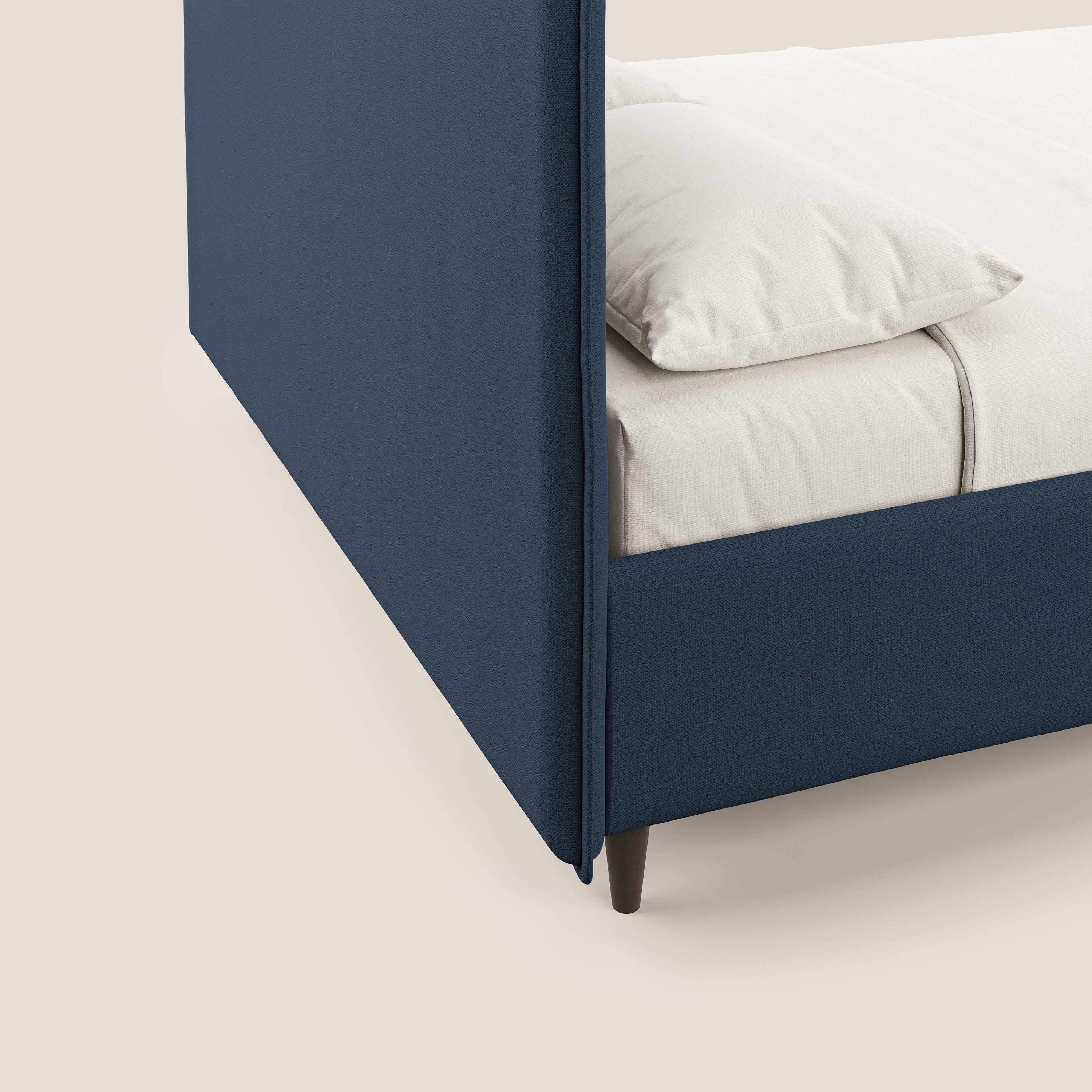 Hunter lit rembourré avec coffre déhoussable en tissu imperméable flammé T19 bleu - Image 7