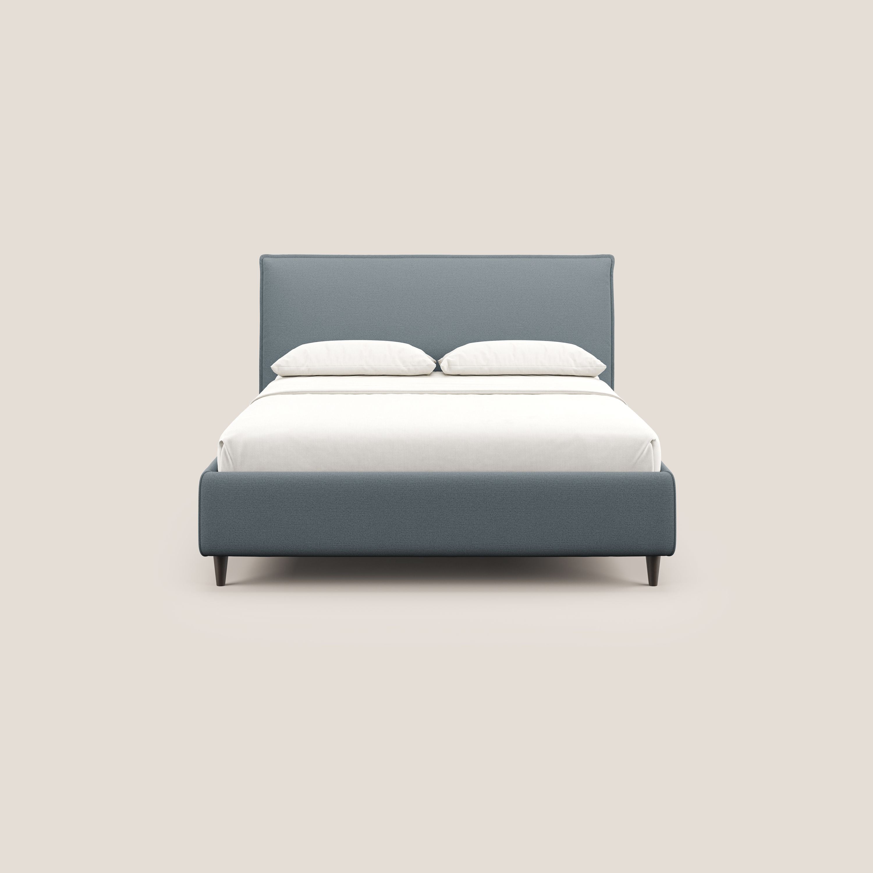 Hunter lit rembourré avec coffre déhoussable en tissu imperméable flammé T19 bleu gris - Image 3