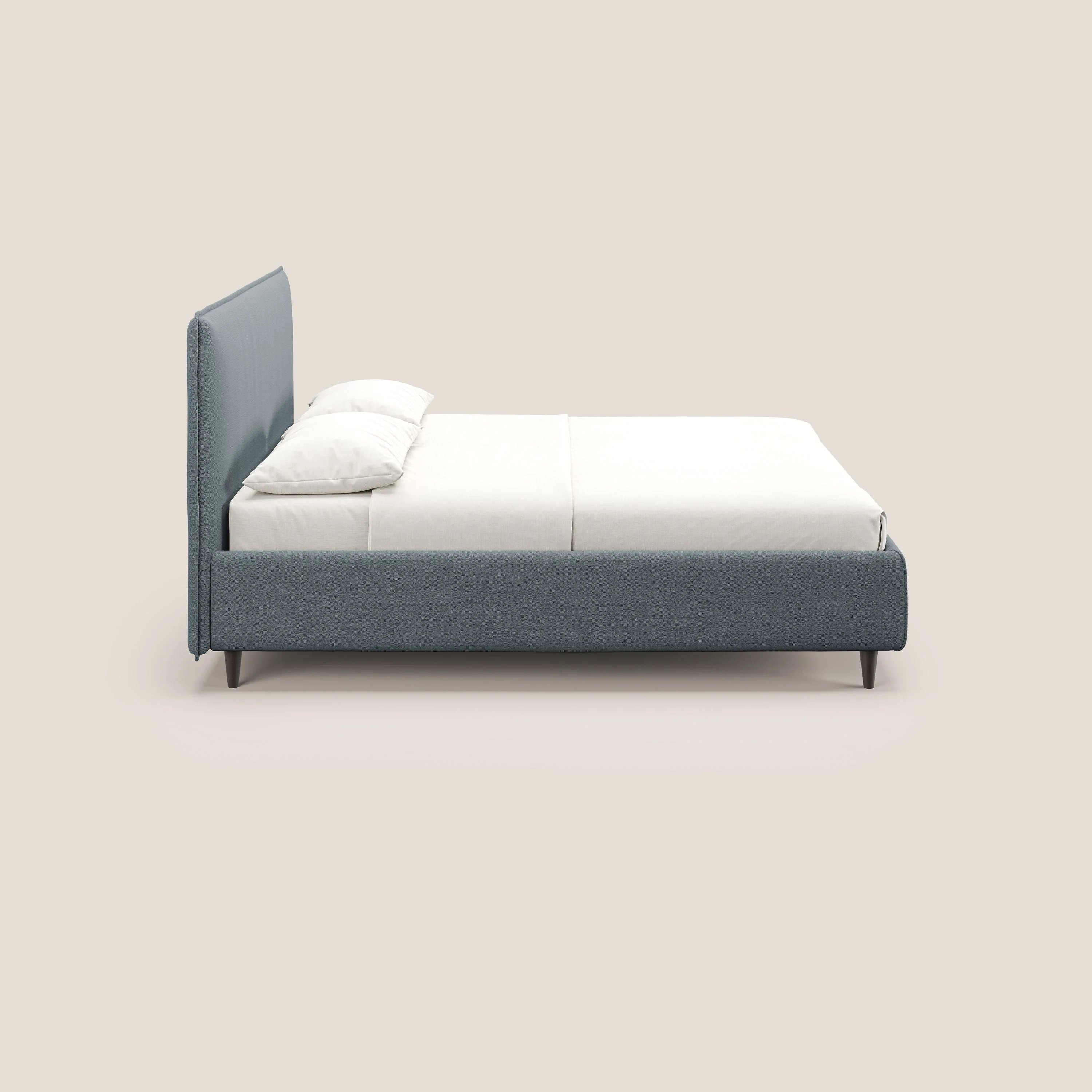 Hunter lit rembourré avec coffre déhoussable en tissu imperméable flammé T19 bleu gris - Image 4