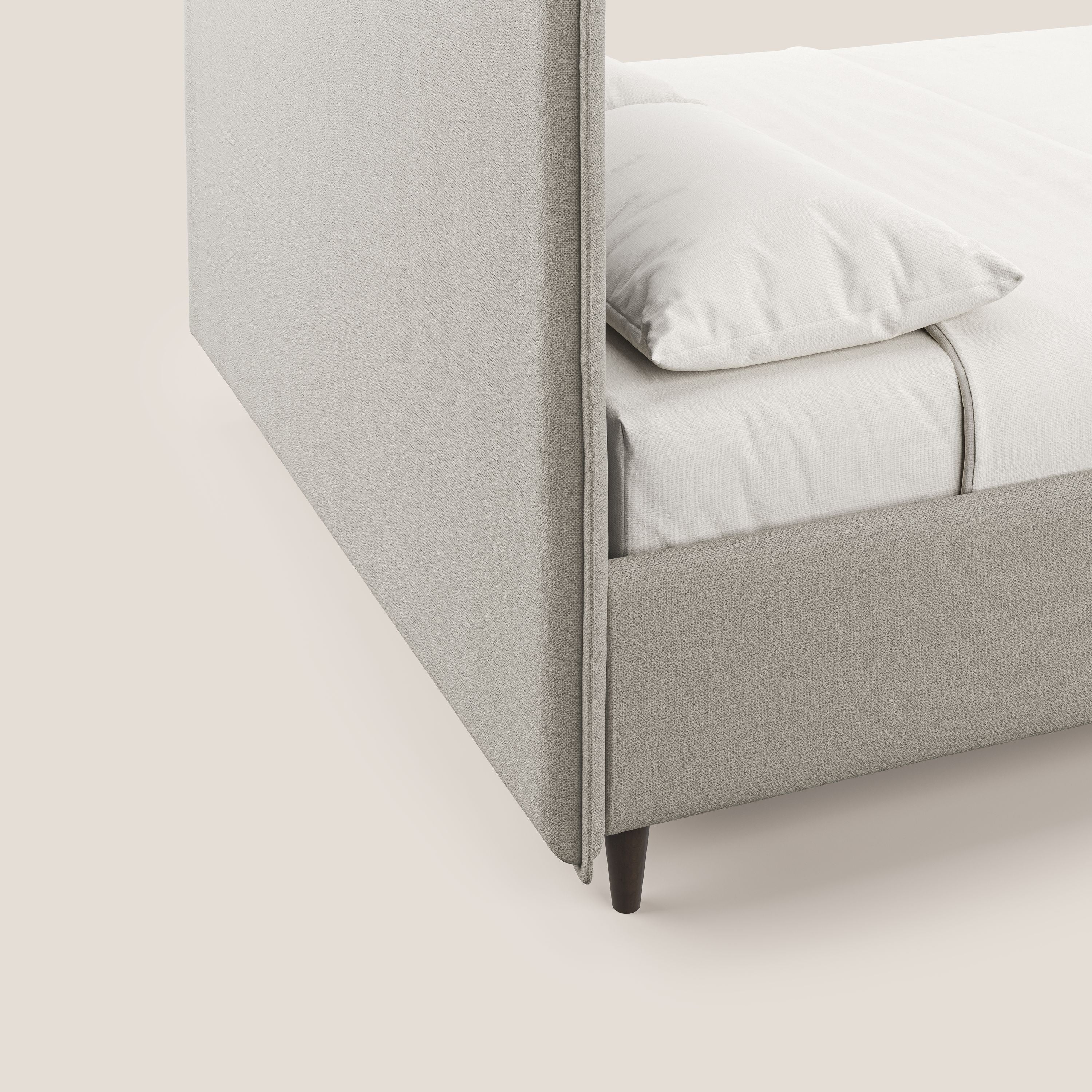 Hunter lit rembourré avec coffre déhoussable en tissu imperméable flammé T19 crème - Image 7