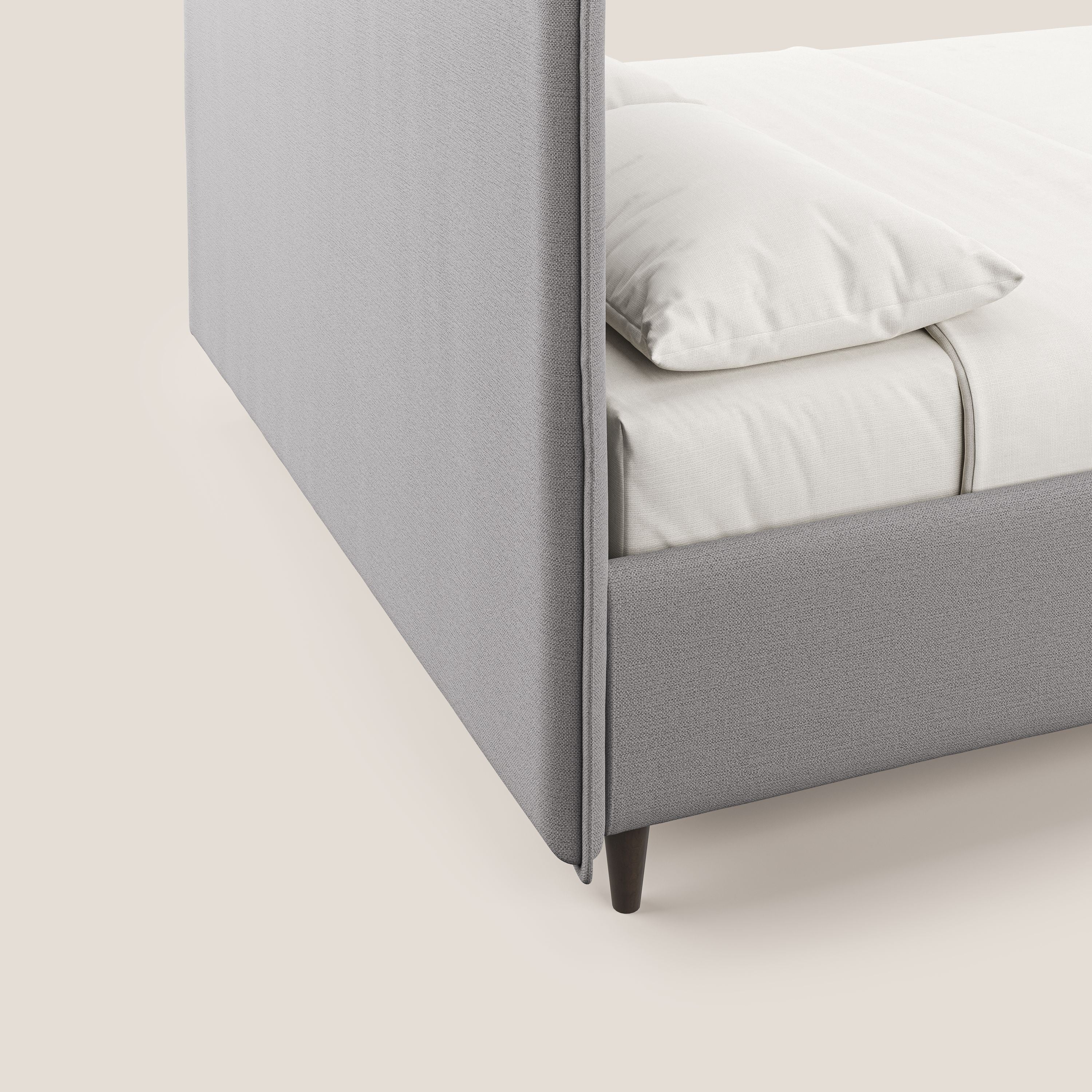 Hunter lit rembourré avec coffre déhoussable en tissu imperméable flammé T19 gris - Image 7