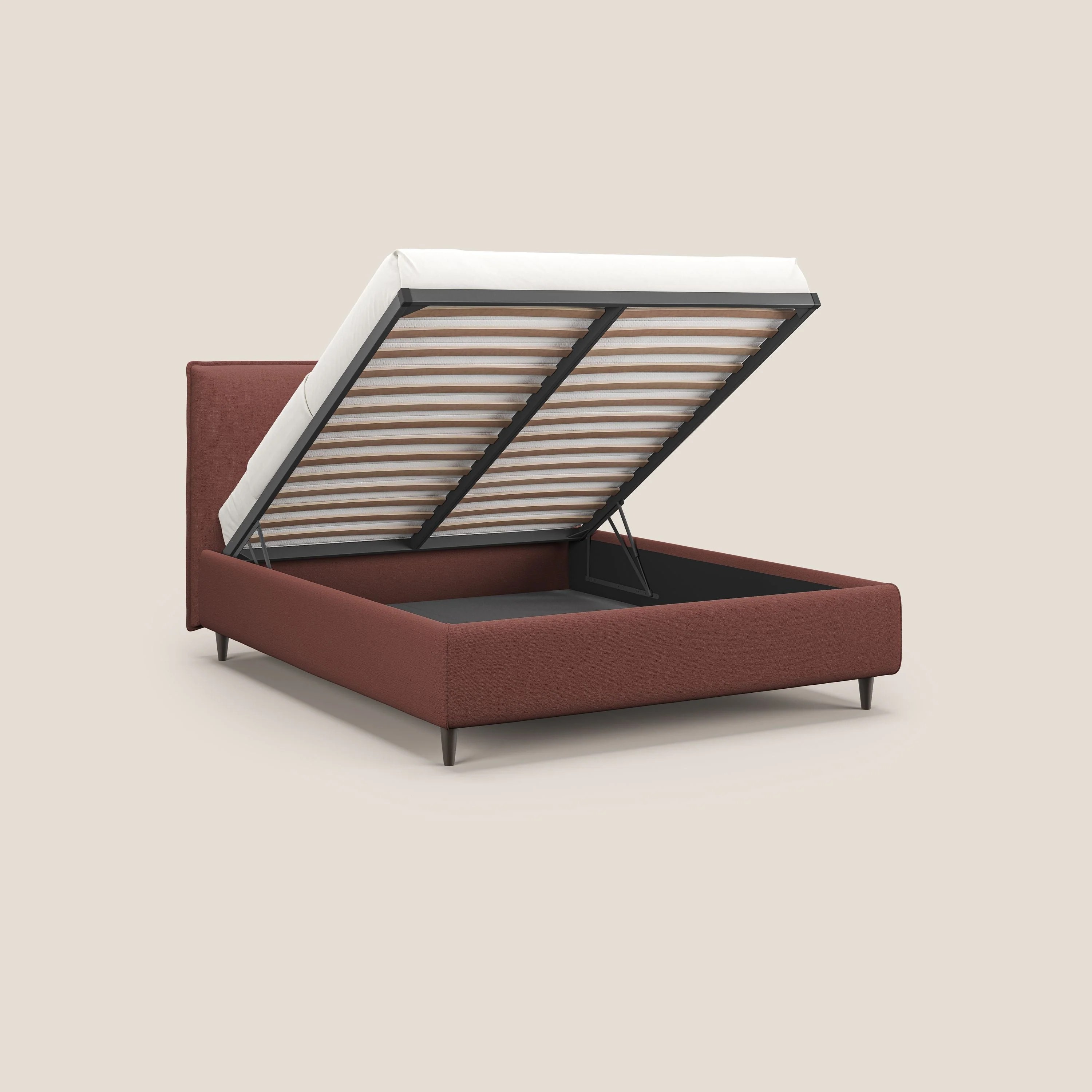 Hunter lit rembourré avec coffre déhoussable en tissu imperméable flammé T19 saumon - Image 2