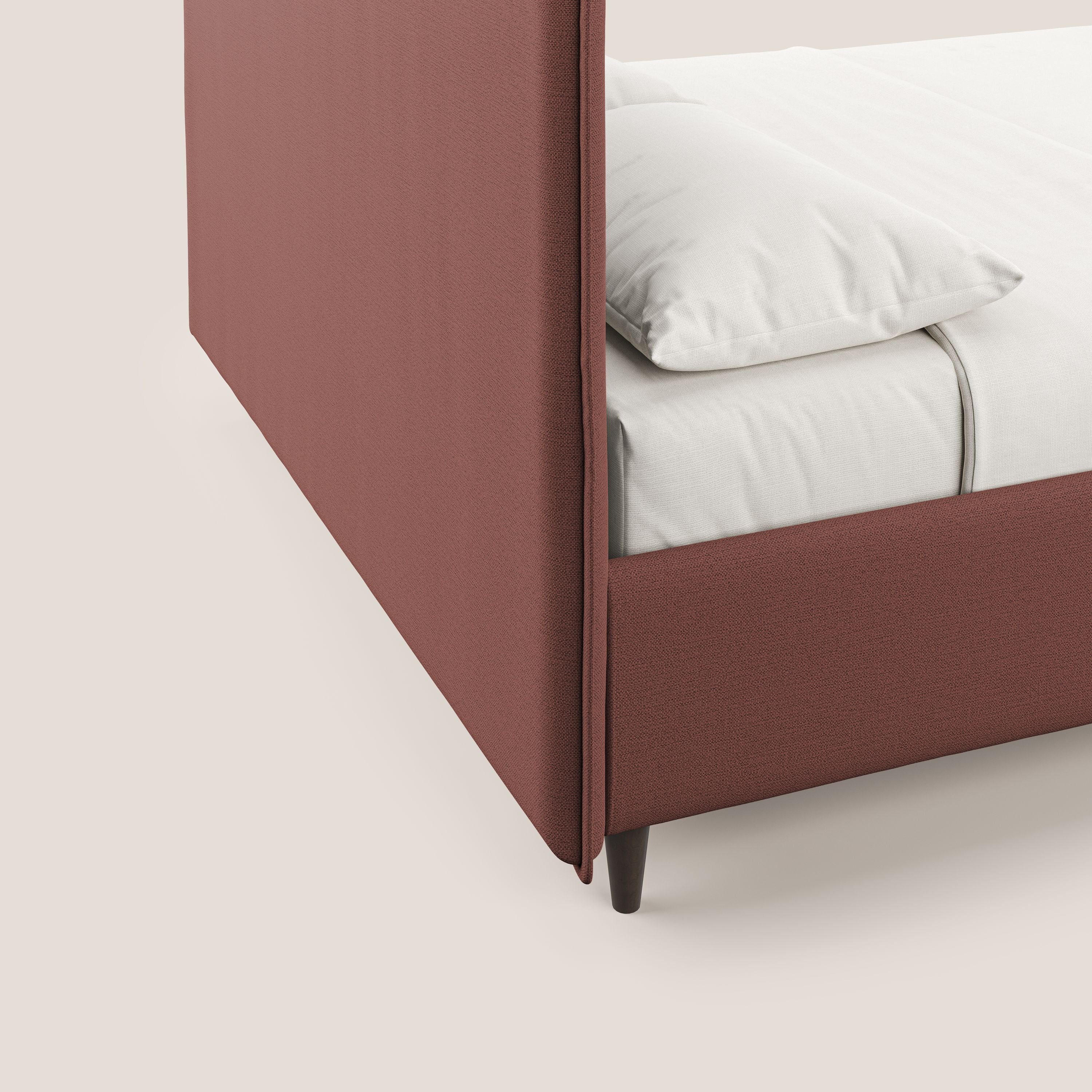 Hunter lit rembourré avec coffre déhoussable en tissu imperméable flammé T19 saumon - Image 7
