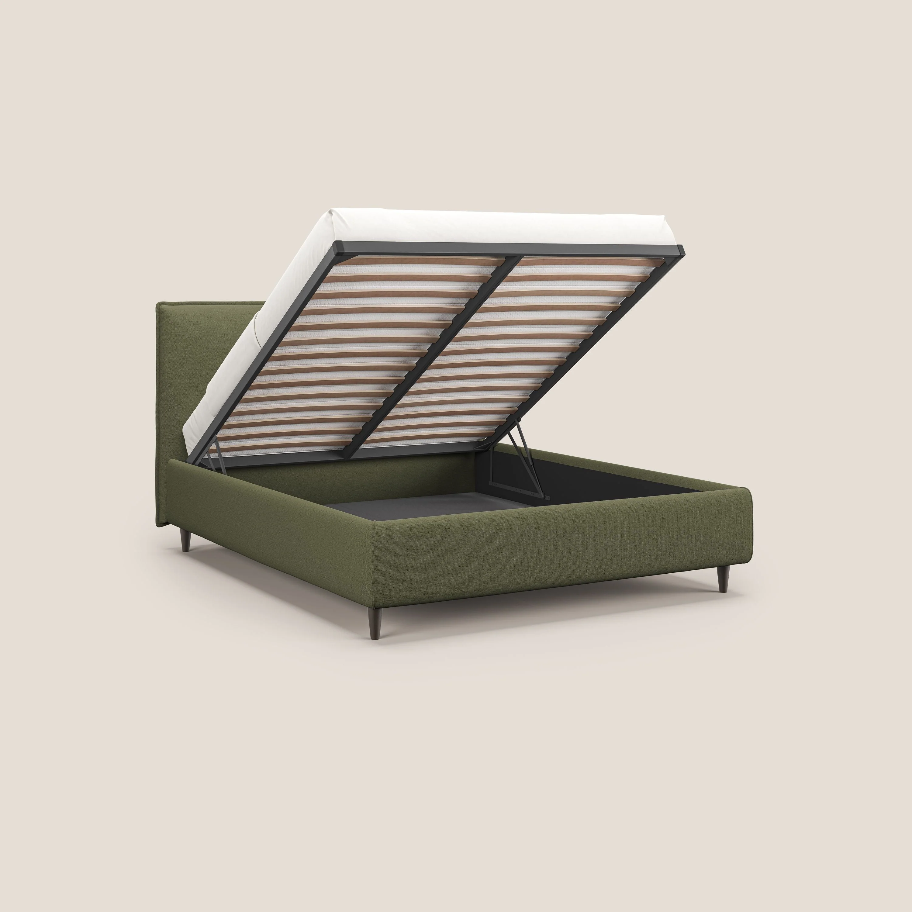 Hunter lit rembourré avec coffre déhoussable en tissu imperméable flammé T19 vert - Image 3
