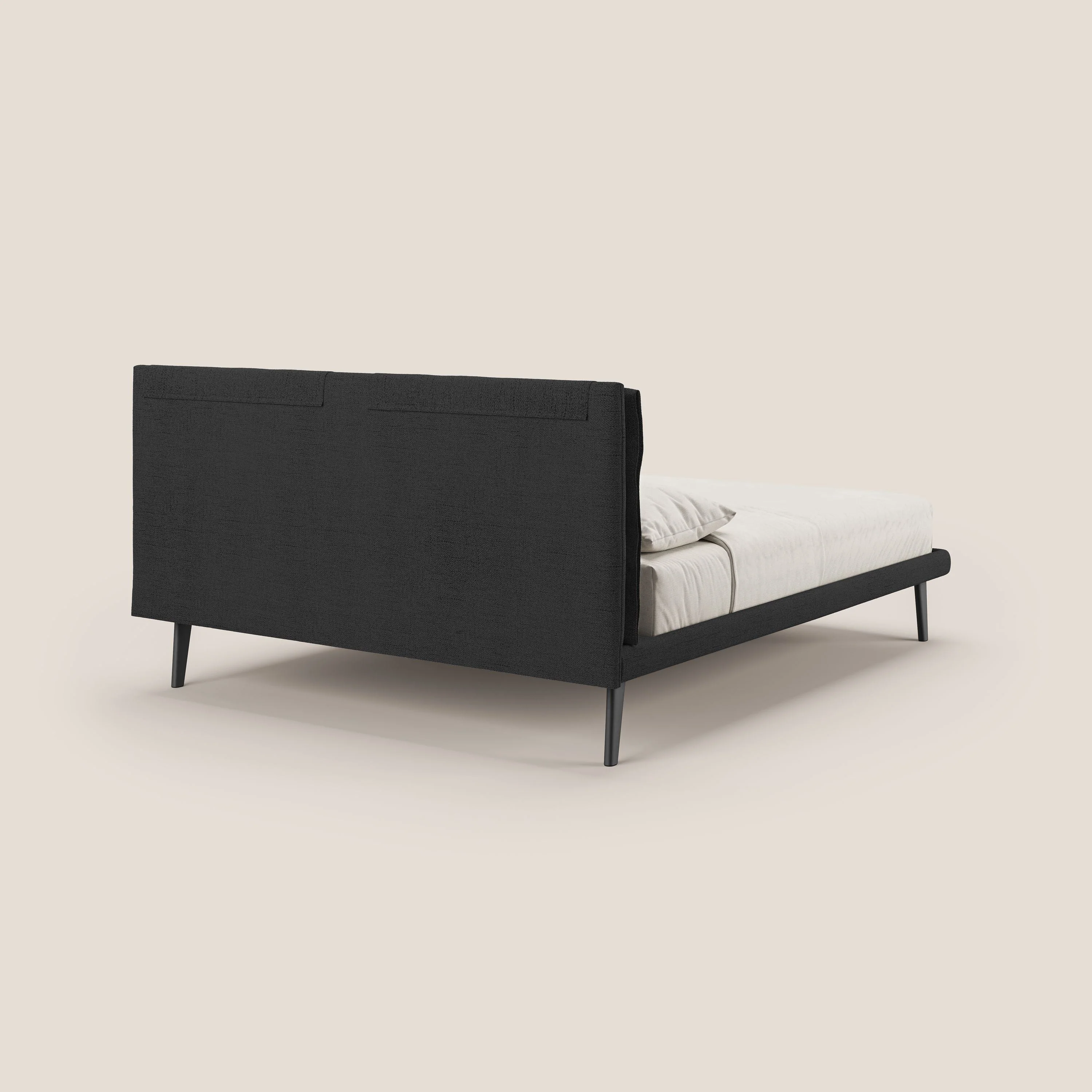 Ibuki lit avec coussins capitonnés réglables et pieds foncés en tissu flammé imperméable T03 anthracite - Image 5