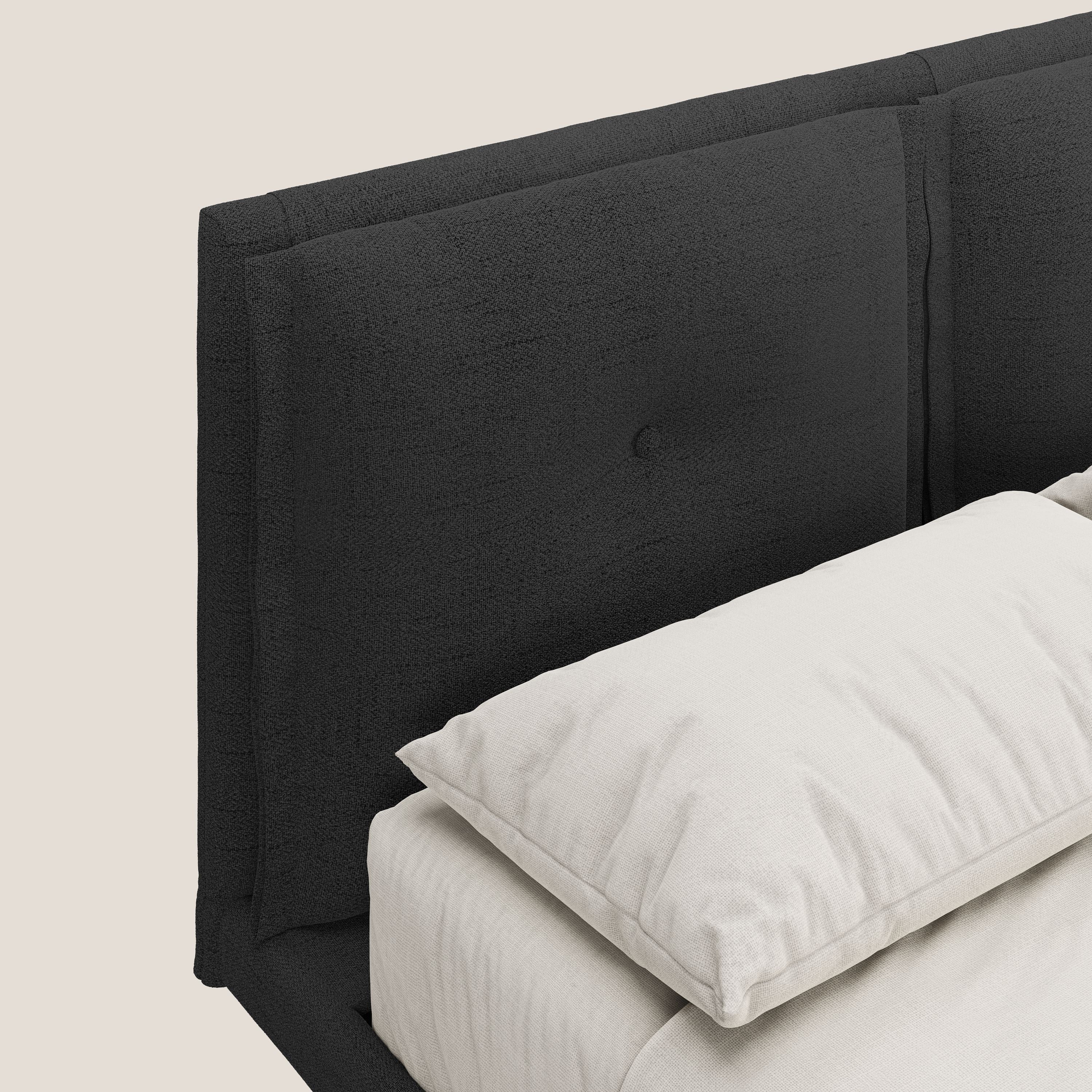 Ibuki lit avec coussins capitonnés réglables et pieds foncés en tissu flammé imperméable T03 anthracite - Image 6