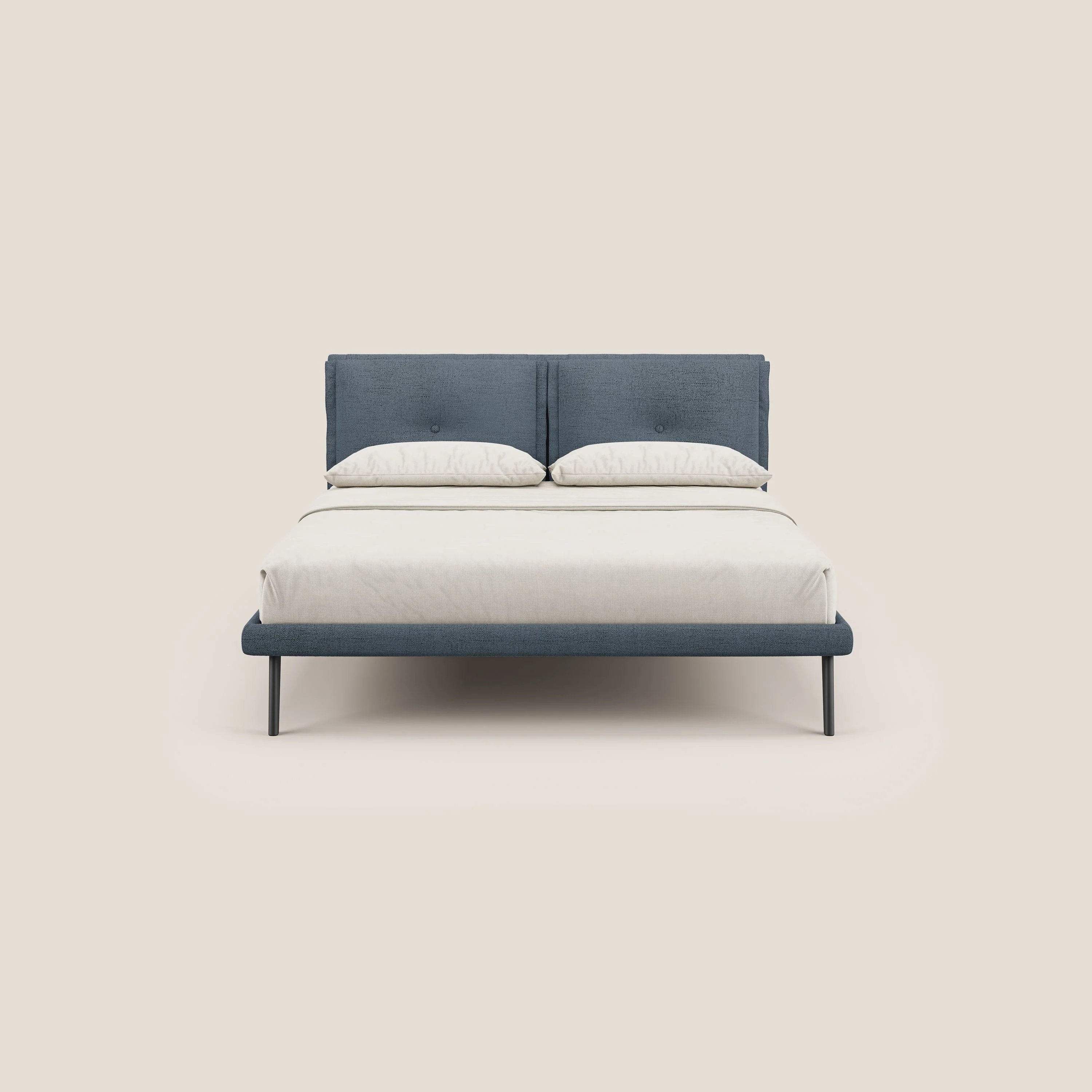 Ibuki lit avec coussins capitonnés réglables et pieds foncés en tissu flammé imperméable T03 bleu - Image 2