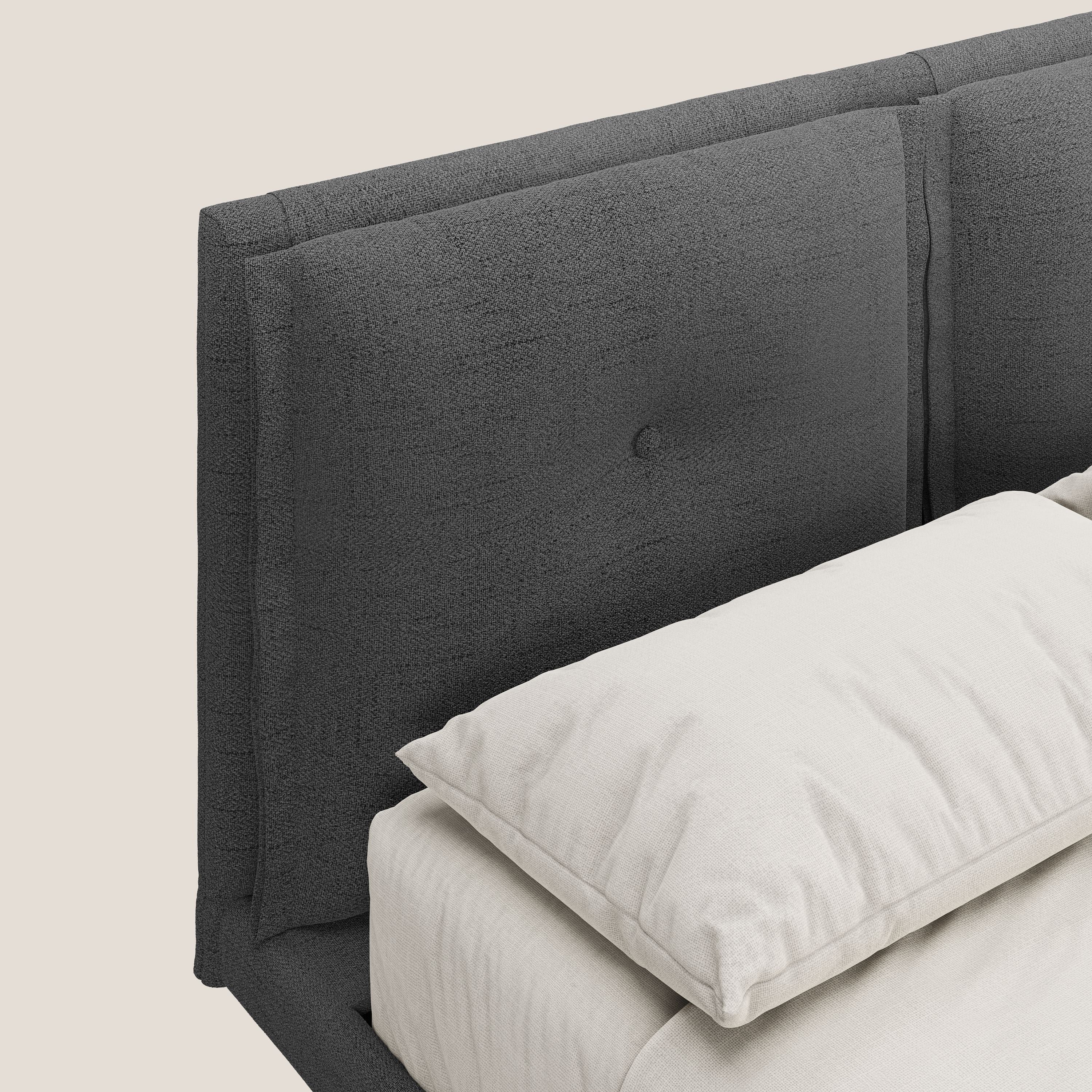 Ibuki lit avec coussins capitonnés réglables et pieds foncés en tissu flammé imperméable T03 gris - Image 6