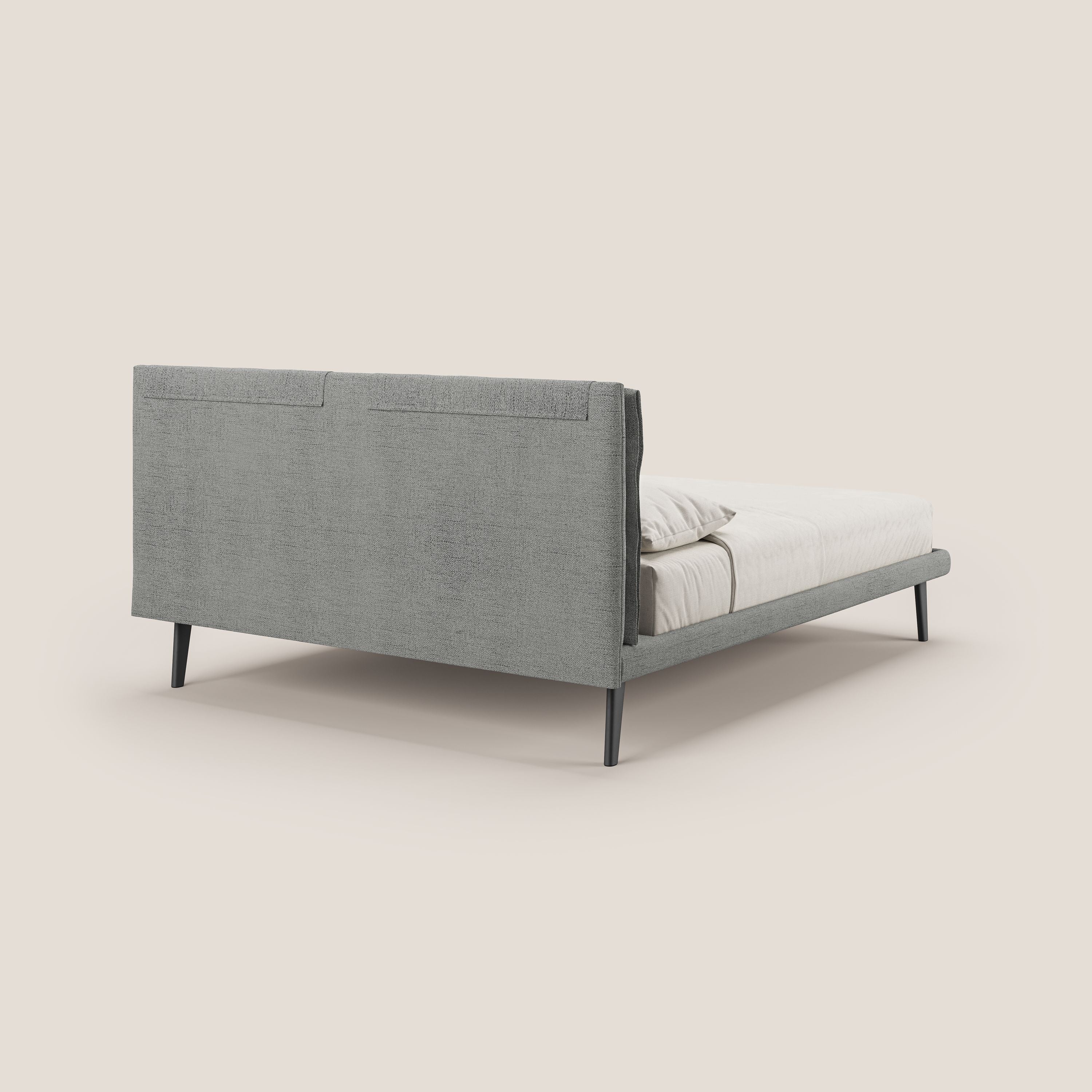 Ibuki lit avec coussins capitonnés réglables et pieds foncés en tissu flammé imperméable T03 gris clair - Image 5