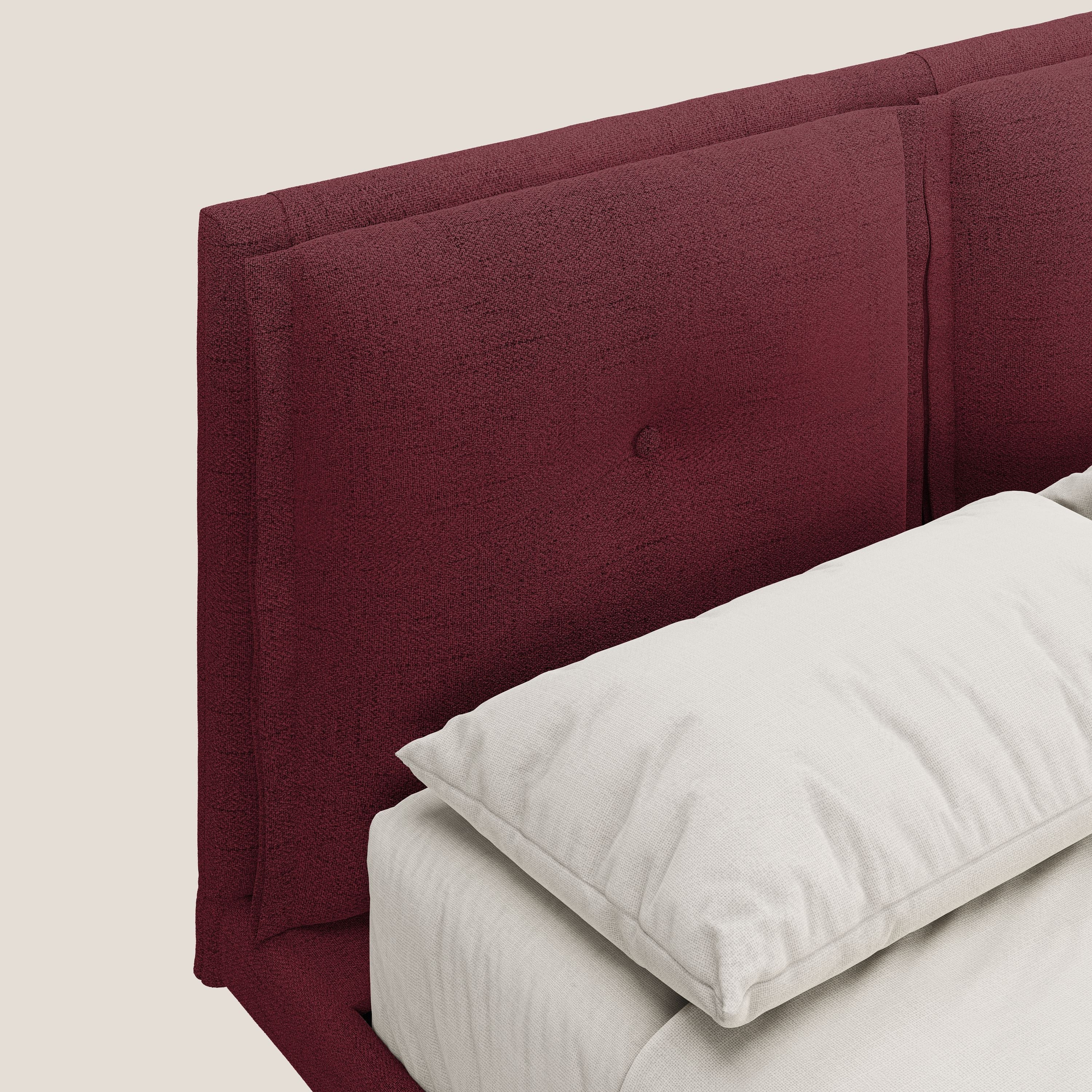 Ibuki lit avec coussins capitonnés réglables et pieds foncés en tissu flammé imperméable T03 rouge - Image 6