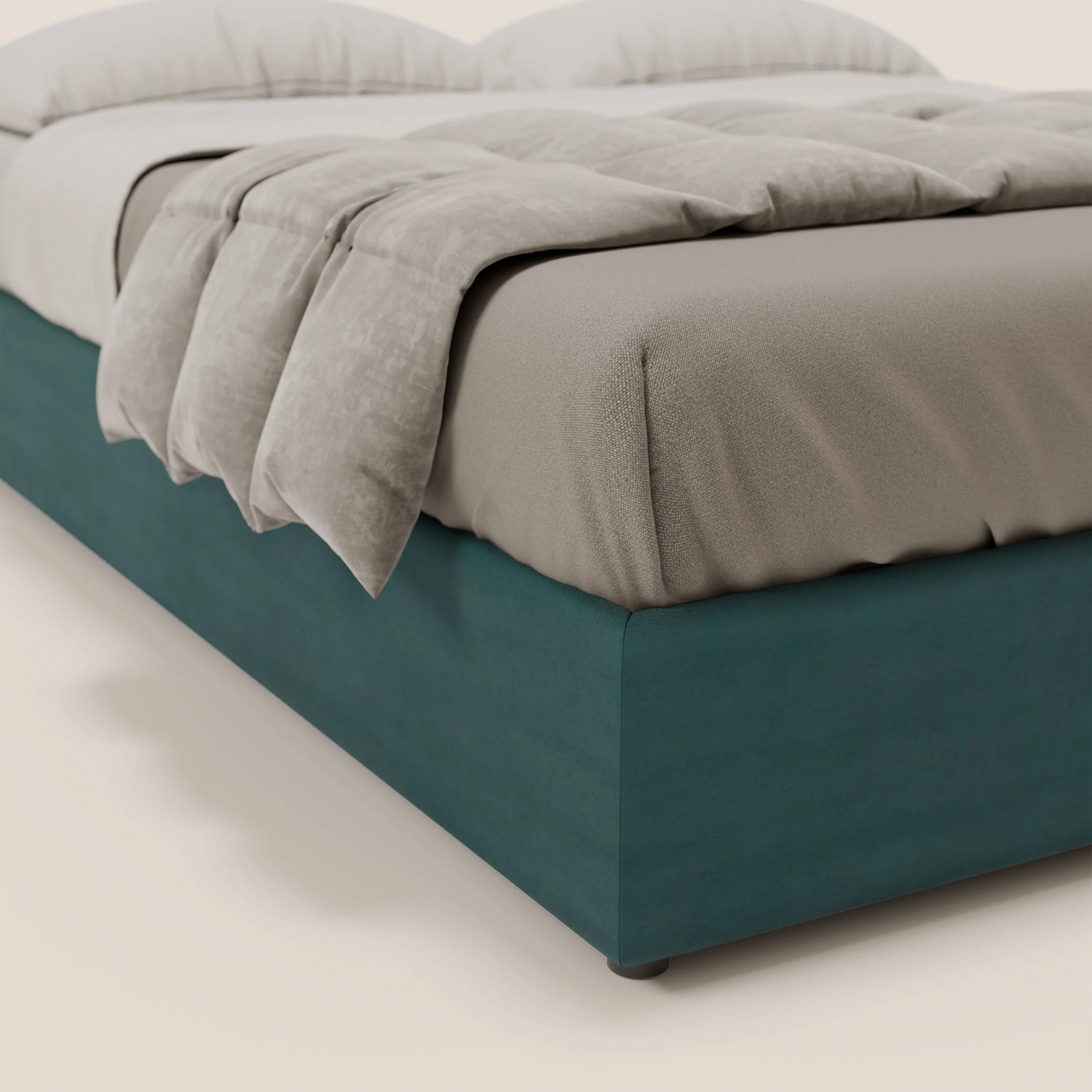 Ina sommier avec ample coffre en microfibre détachable et imperméable T11 bleu canard - Image 6