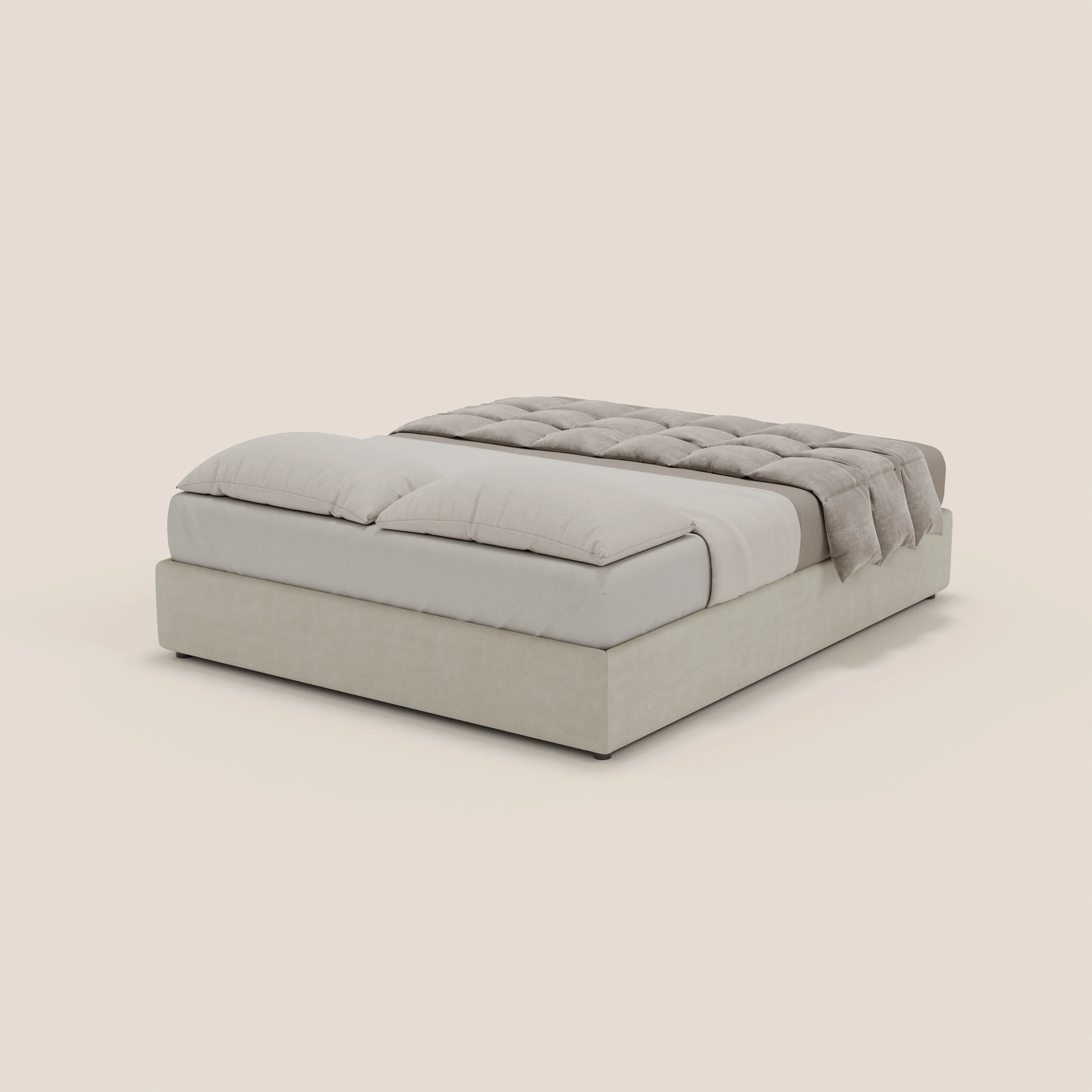 Ina sommier avec ample coffre en microfibre détachable et imperméable T11 crème - Image 5