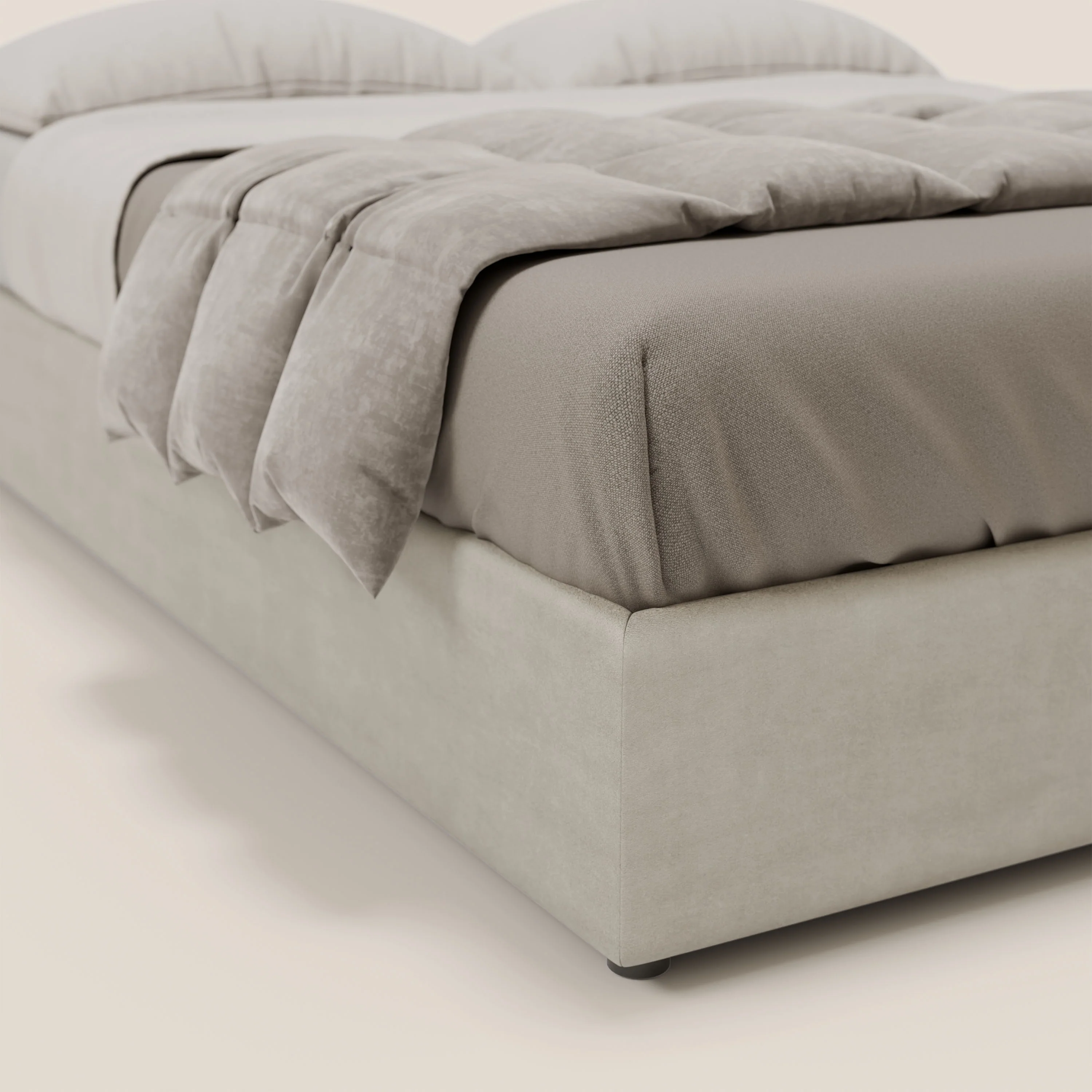 Ina sommier avec ample coffre en microfibre détachable et imperméable T11 crème - Image 6
