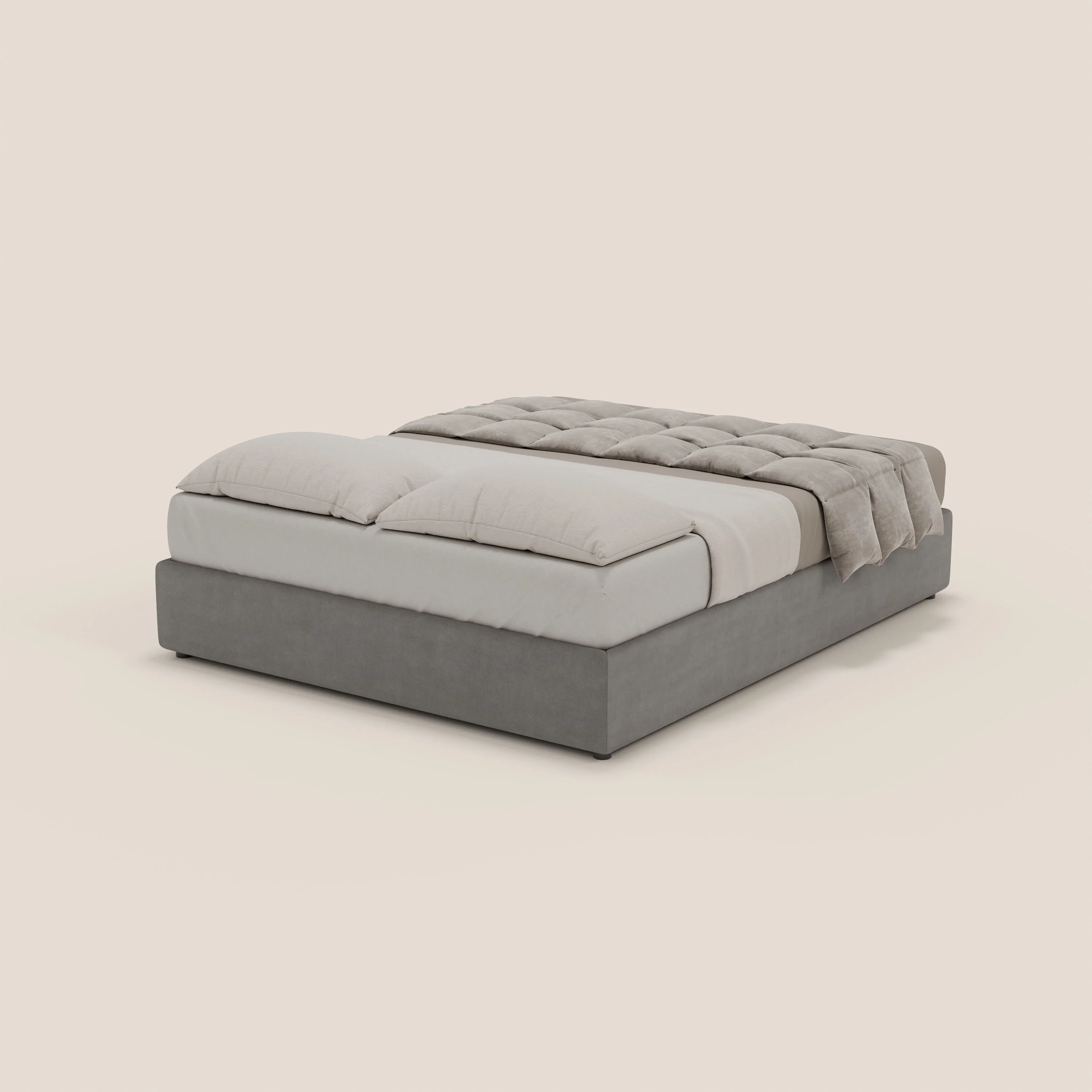 Ina sommier avec ample coffre en microfibre détachable et imperméable T11 gris - Image 5