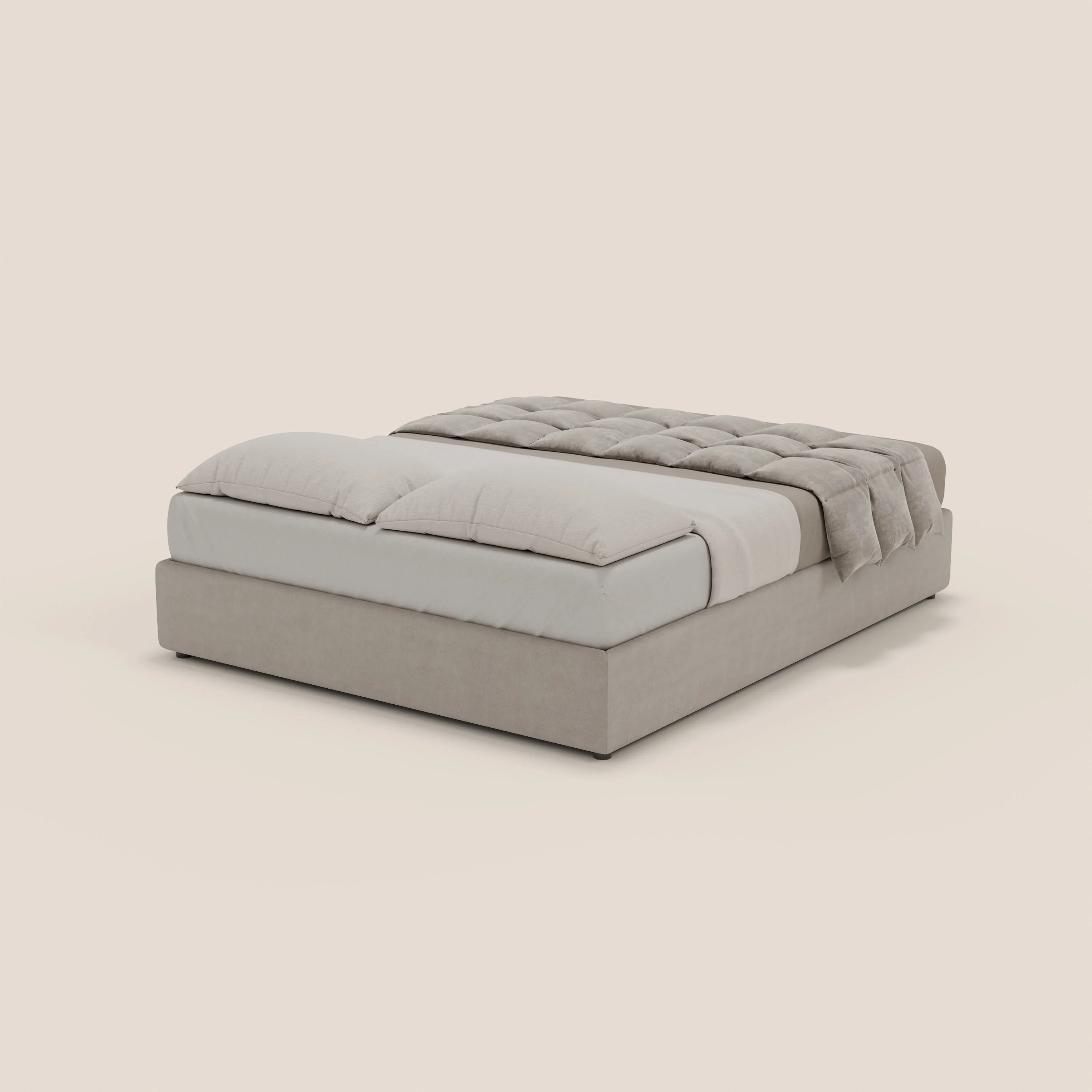 Ina sommier avec ample coffre en microfibre détachable et imperméable T11 gris clair - Image 5