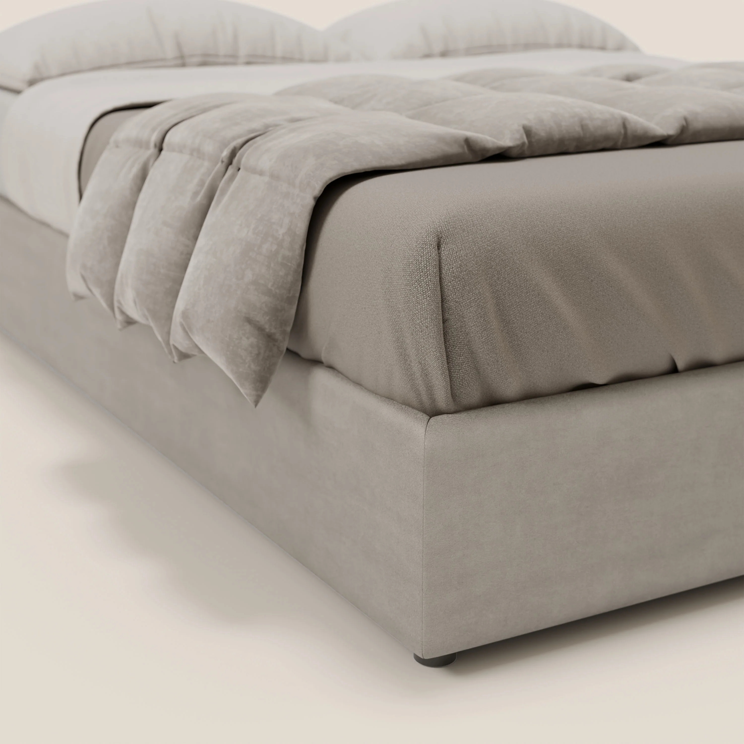 Ina sommier avec ample coffre en microfibre détachable et imperméable T11 gris clair - Image 6