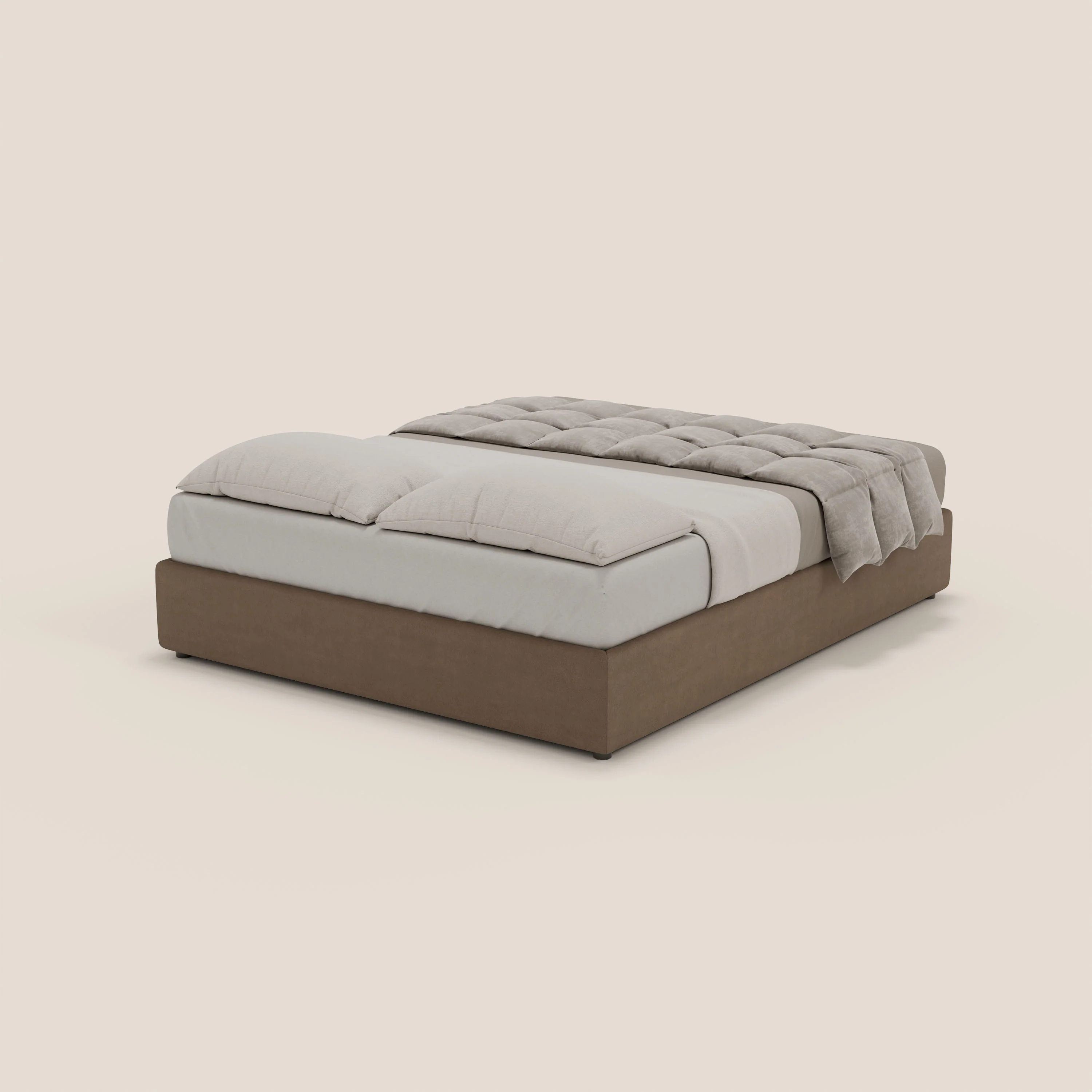 Ina sommier avec ample coffre en microfibre détachable et imperméable T11 marron - Image 5