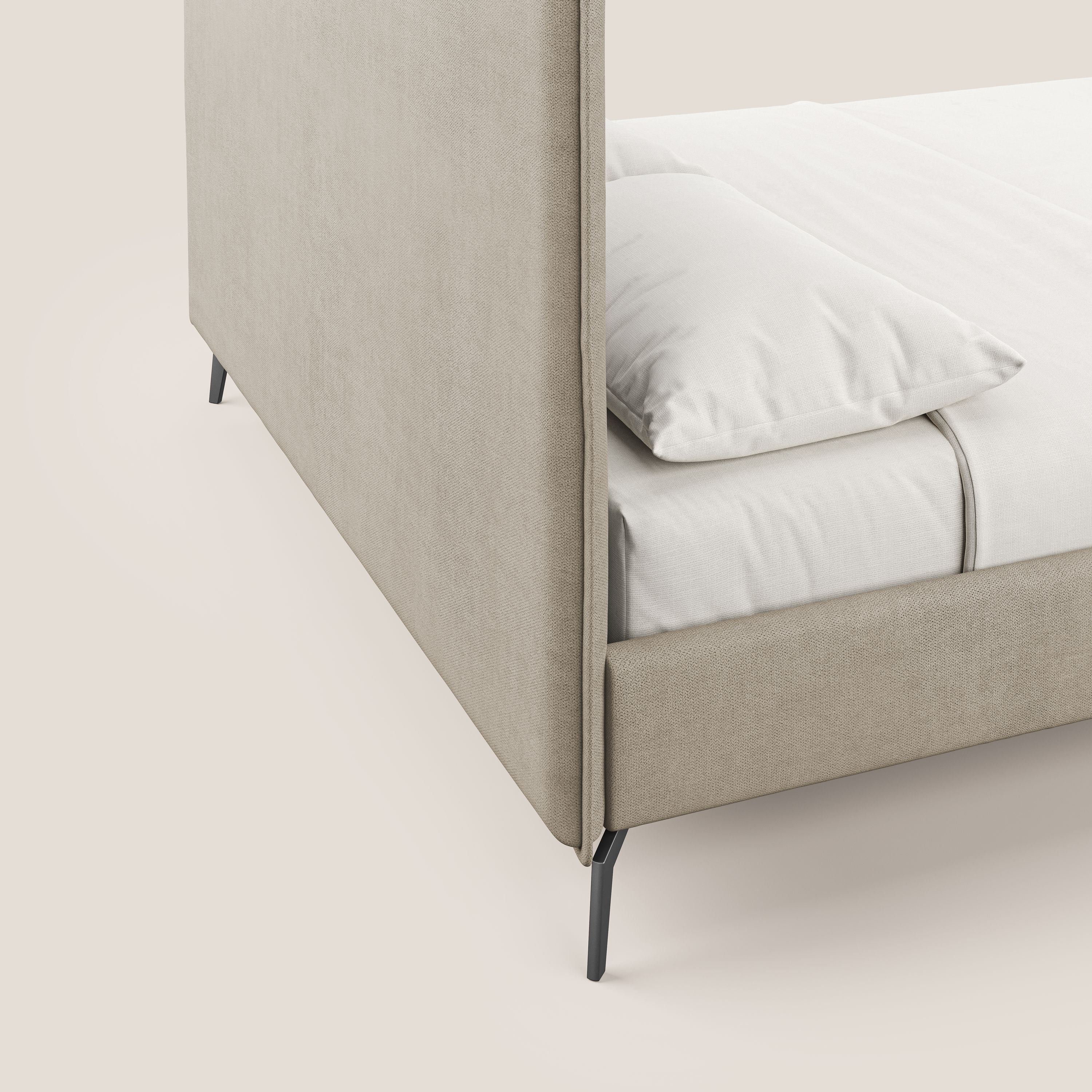 Iris lit rembourré déhoussable avec pieds noirs en tissu imperméable T02 beige - Image 3