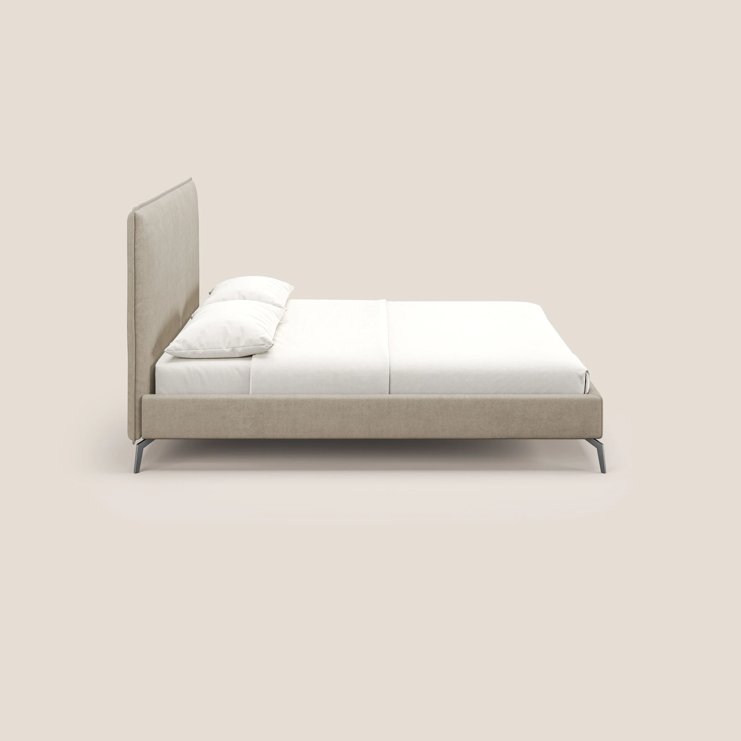 Iris lit rembourré déhoussable avec pieds noirs en tissu imperméable T02 beige - Image 4