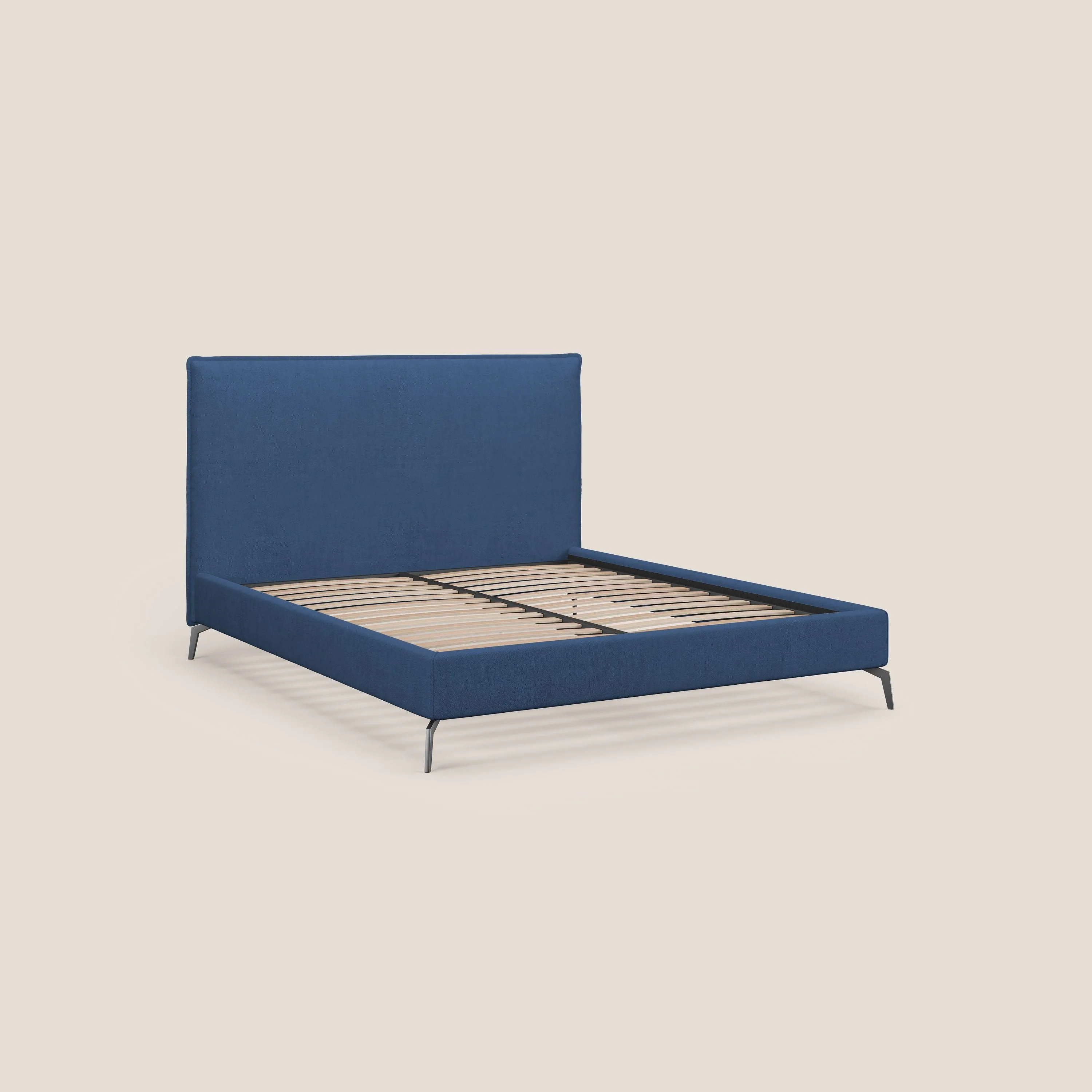 Iris lit rembourré déhoussable avec pieds noirs en tissu imperméable T02 bleu - Image 9