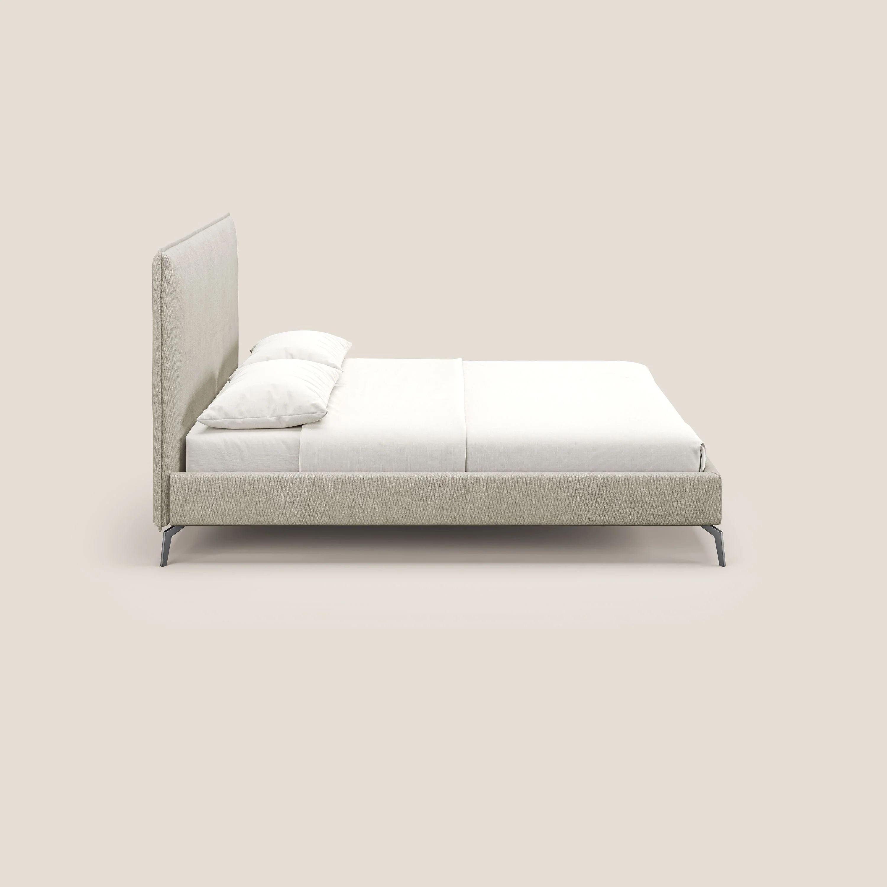 Iris lit rembourré déhoussable avec pieds noirs en tissu imperméable T02 crème - Image 4