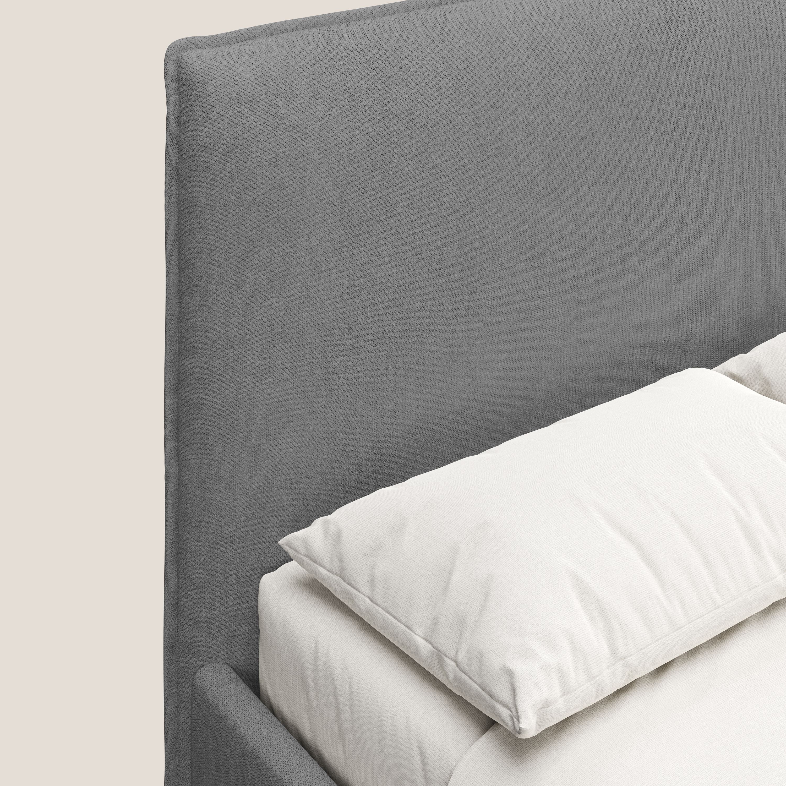 Iris lit rembourré déhoussable avec pieds noirs en tissu imperméable T02 gris - Image 6